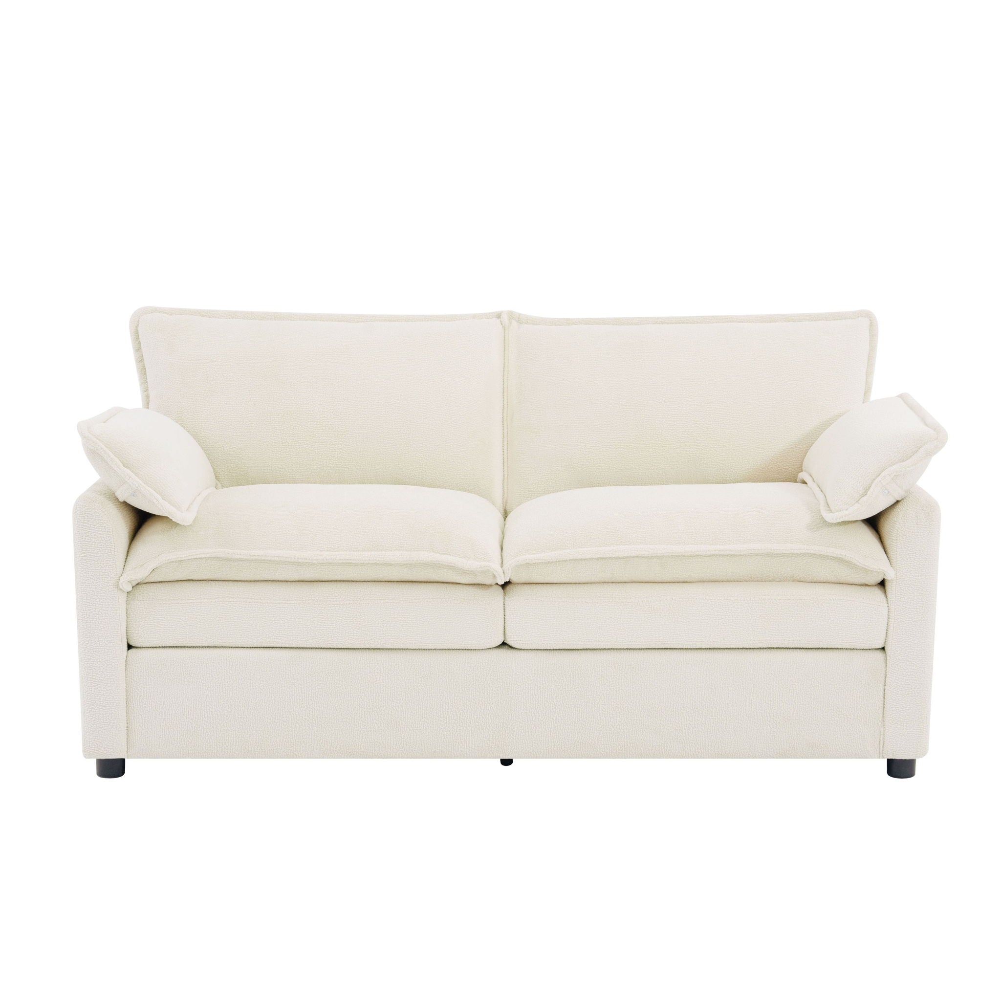 Modern Loveseat Sofa, Upholstered Couch With Side Storage Pockets