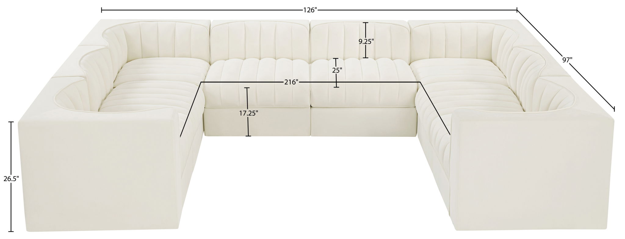 Rummi - Velvet Performance Fabric Upholstered Modular Sectional