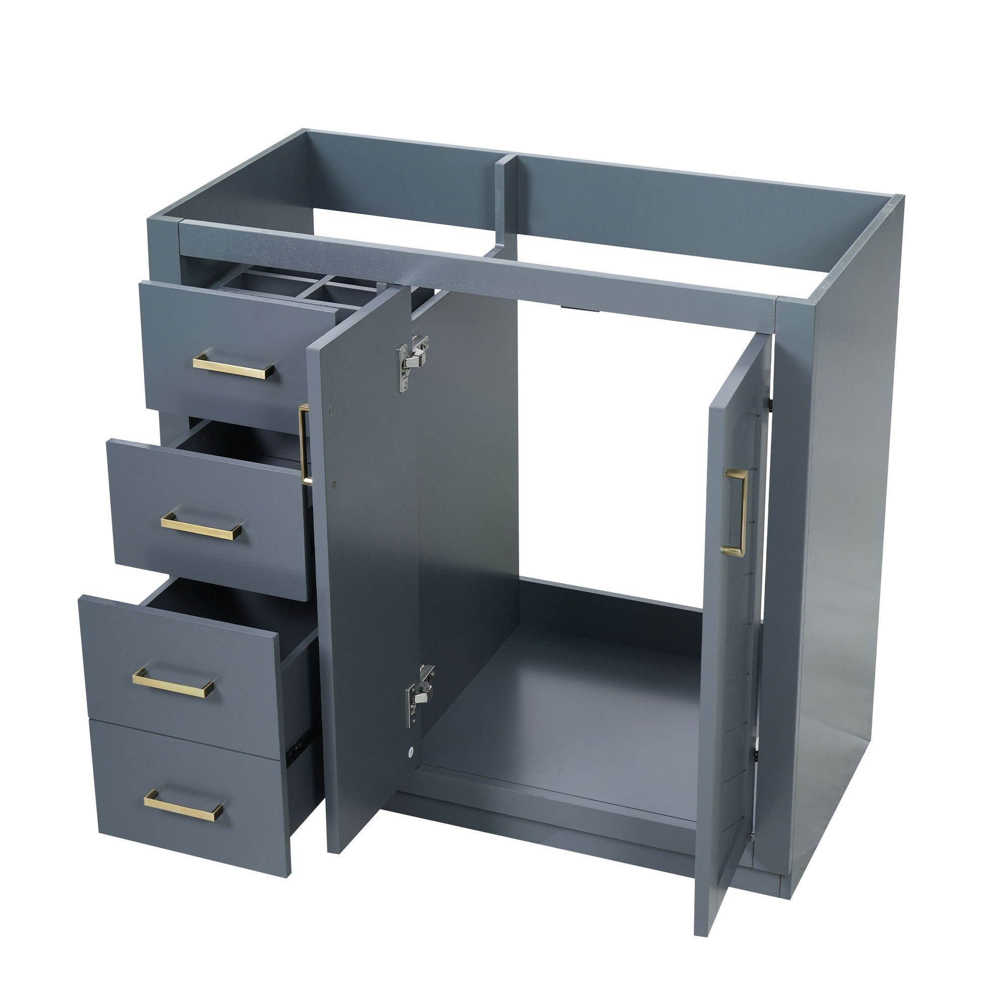 Retro Style Bathroom Vanity, 3 Drawers & Soft Closing Doors