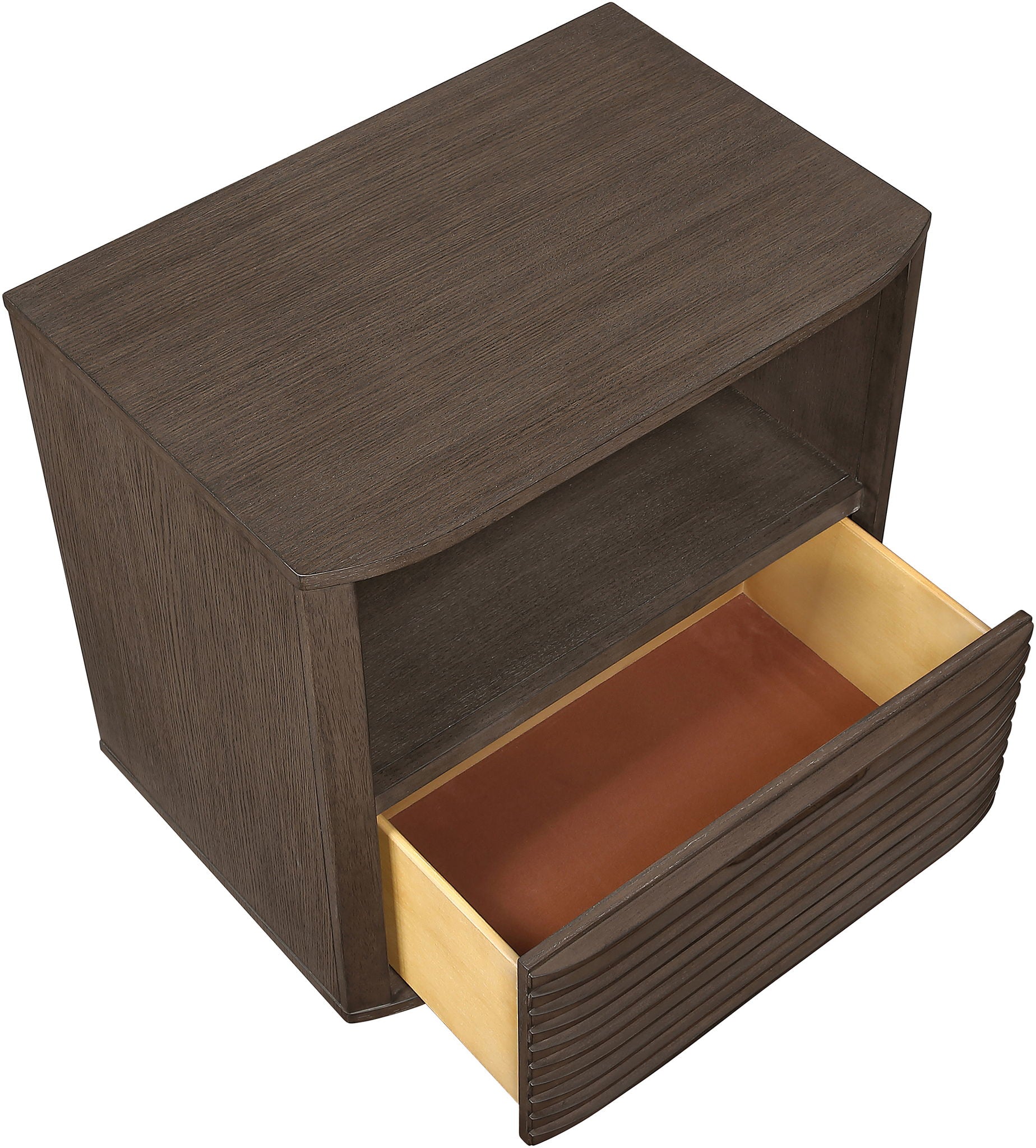 Morino - Oak Veneer And Solid Wood Nightstand - Brown
