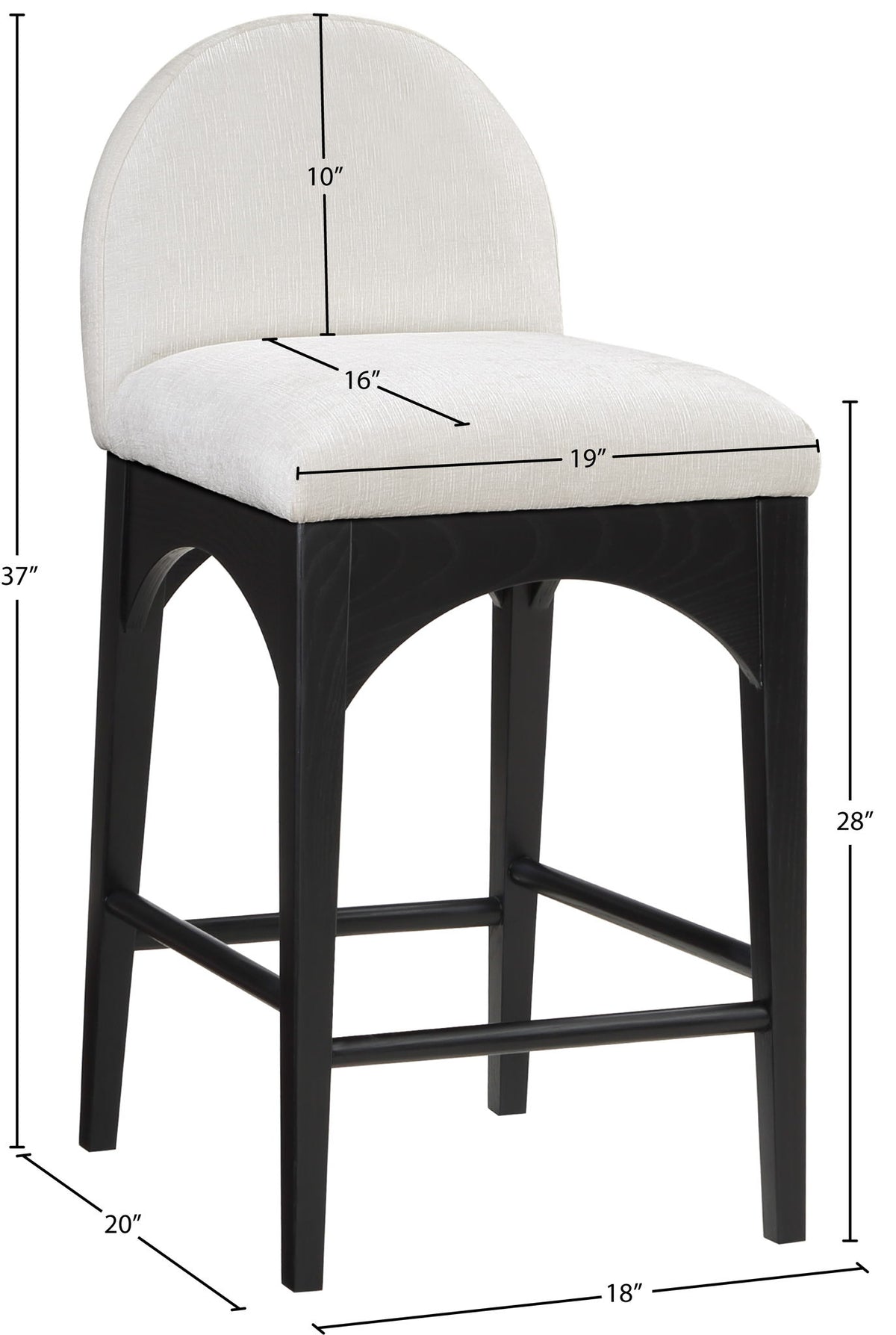 Waldorf - Chenille Stool With Black Legs