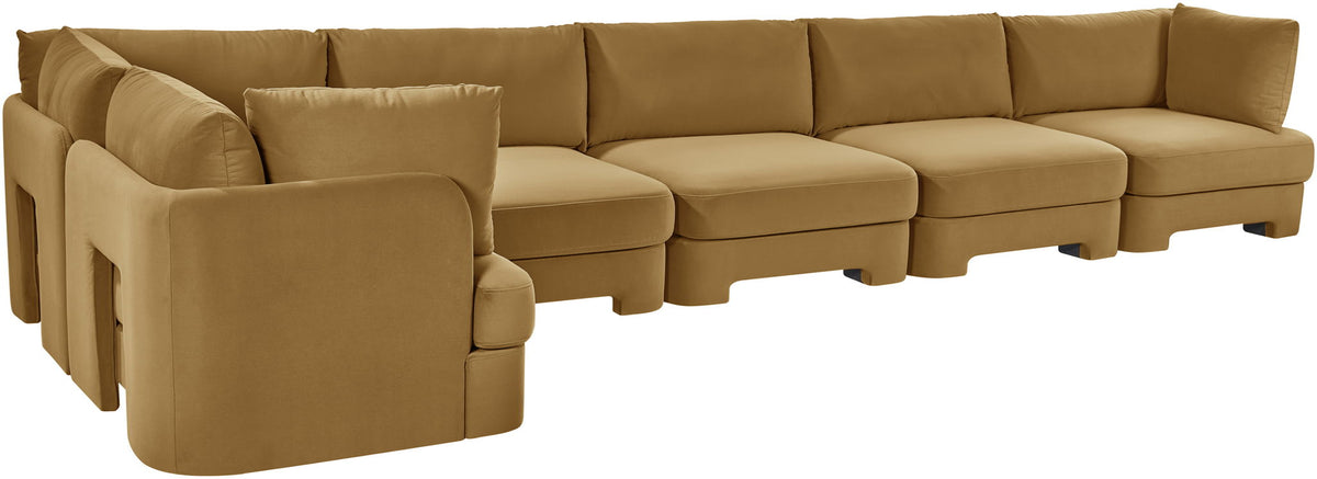 Hammond - Velvet Performance Fabric Upholstered 6 Piece L-Shaped Sectional