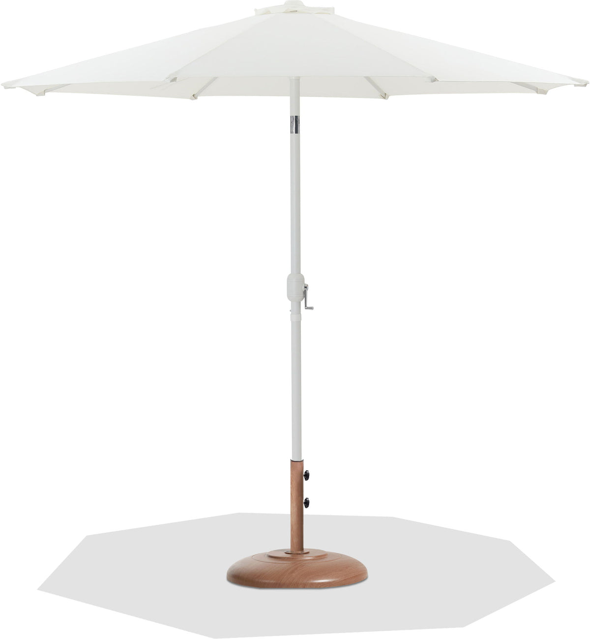 Fiji - Aluminum Patio Umbrella With Round Teak And White Base