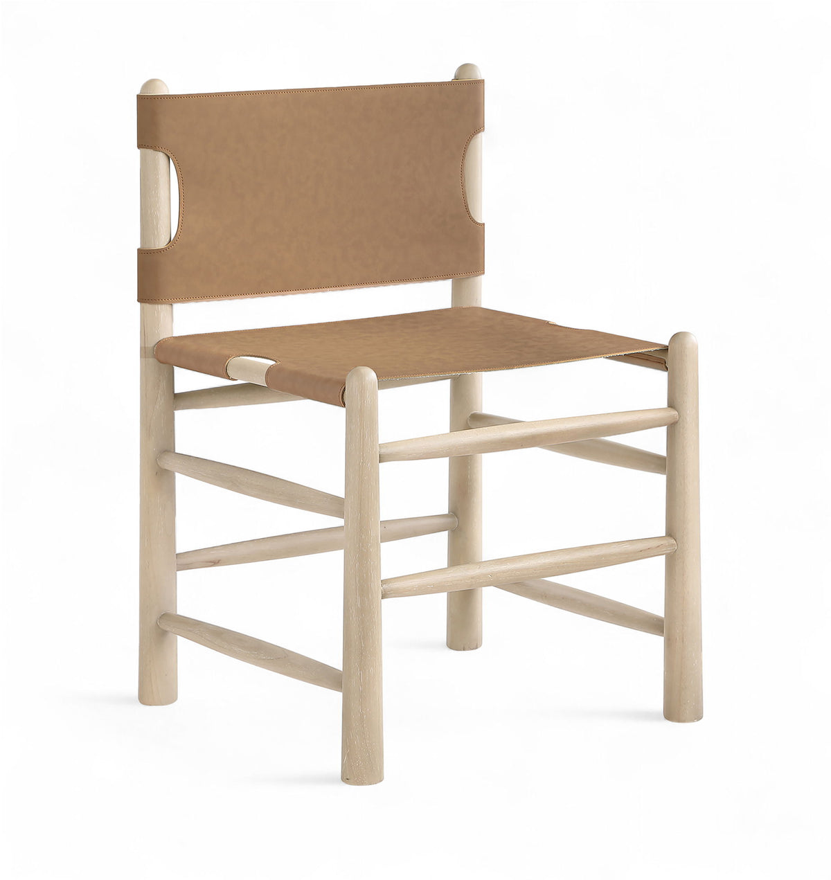 Santos - Vegan Leather Upholstered Dining Chair With Stained Natural Base (Set of 2)
