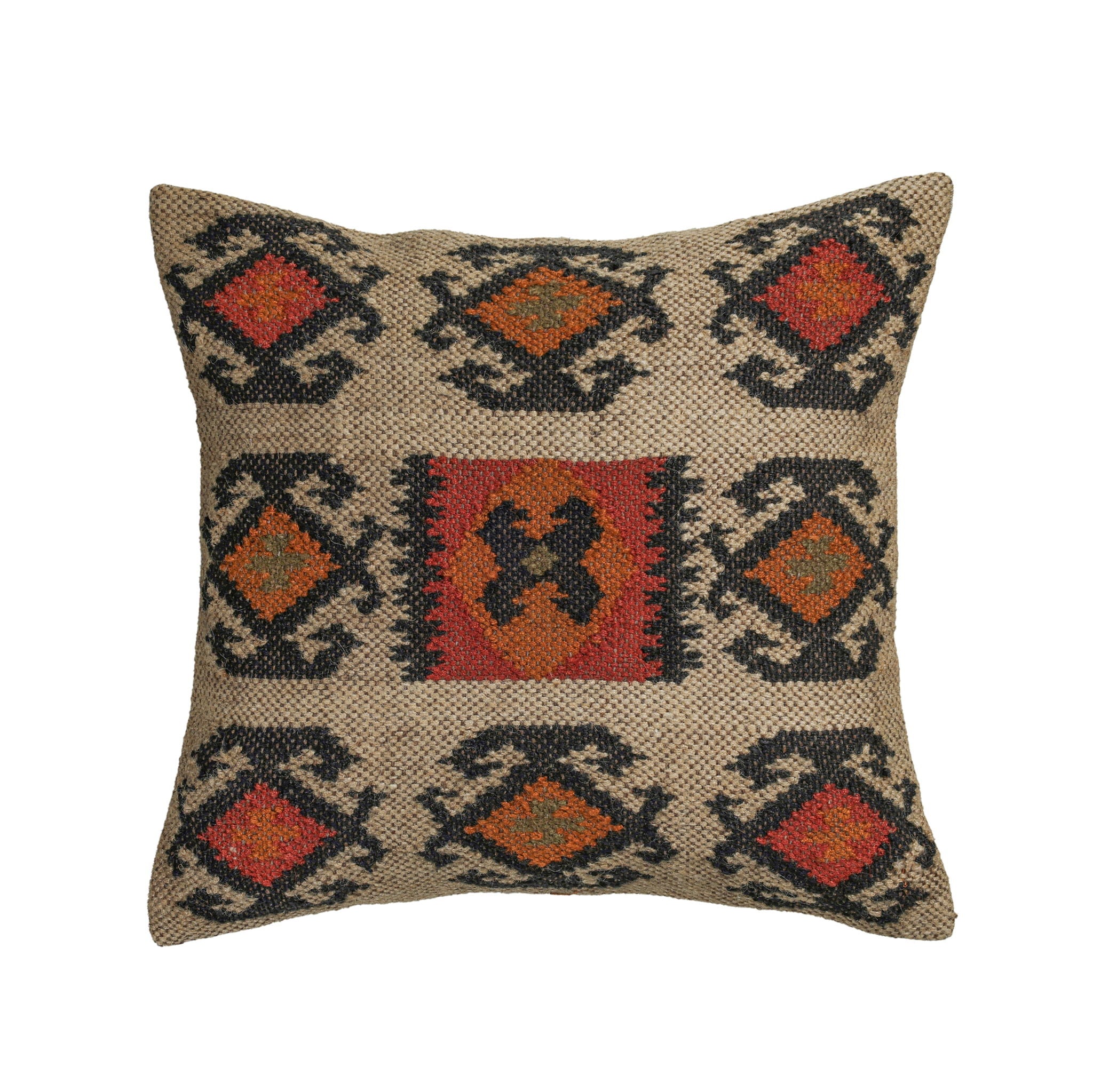 Terra - 20" Square Wool and Jute Kilim Throw Pillow (Cover) - Clay