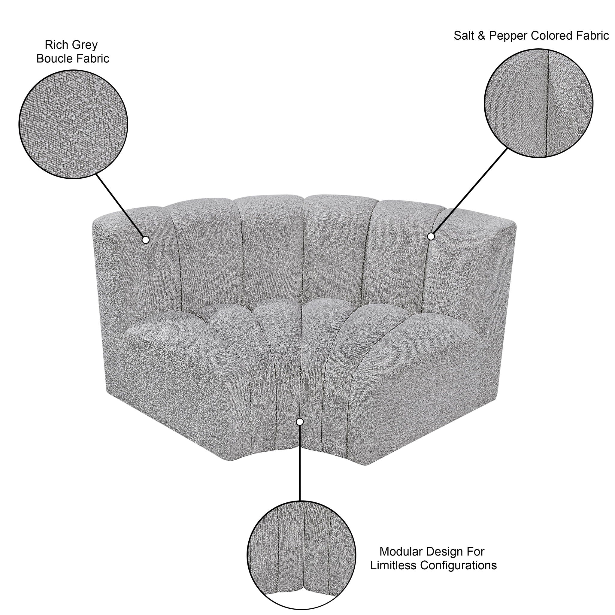 Arc - Boucle Fabric 2 Piece Modular Sofa