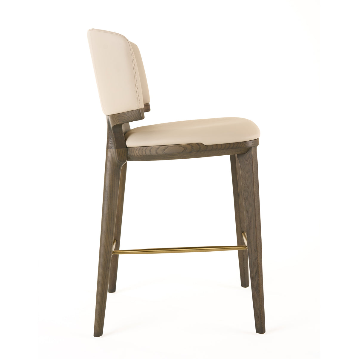 Calvary - Mid-Century Modern Beige Vegan Leather + Grey Ash Counter Chair