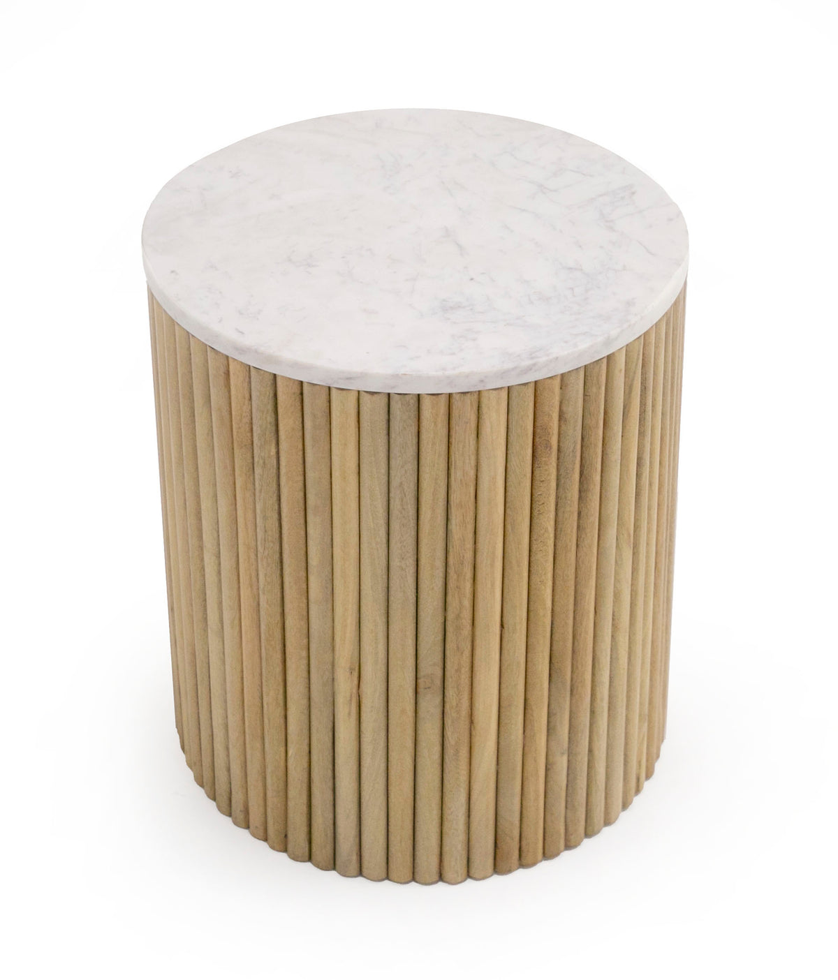 Cambridge White Marble & Mango Round End Table