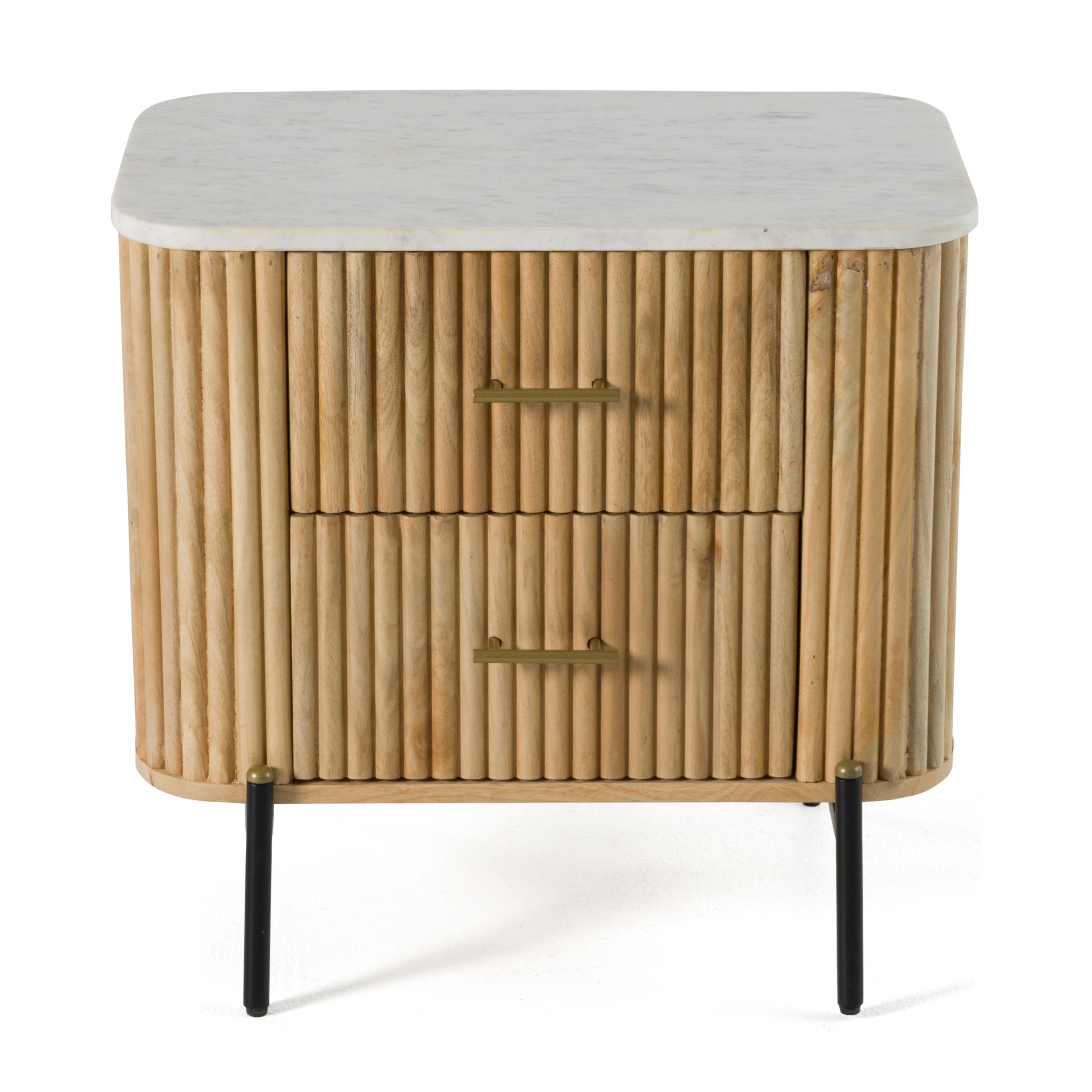 Modrest - Cambridge White Marble & Mango 2 Drawer Nightstand