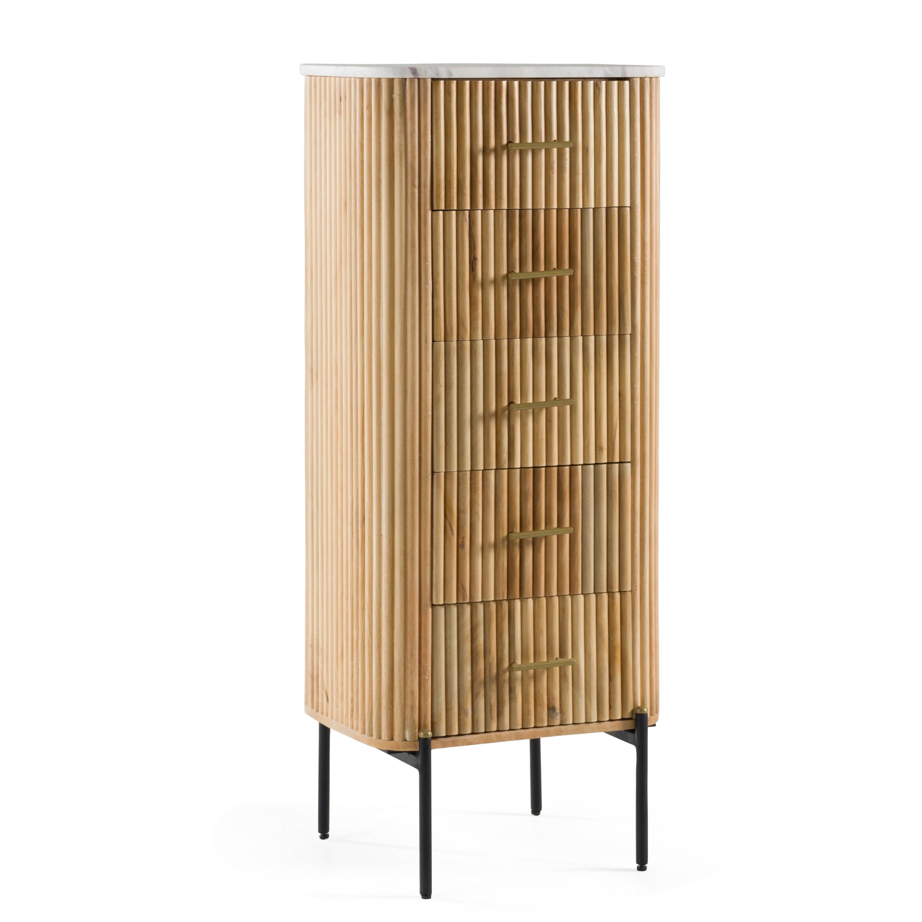 Modrest - Cambridge White Marble & Mango 5 Drawer Chest