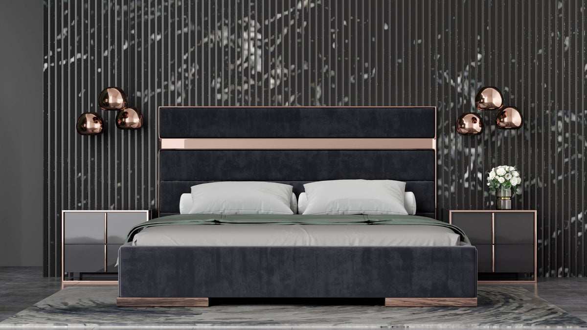 Cartier Modern Black Velvet & Rosegold Bed