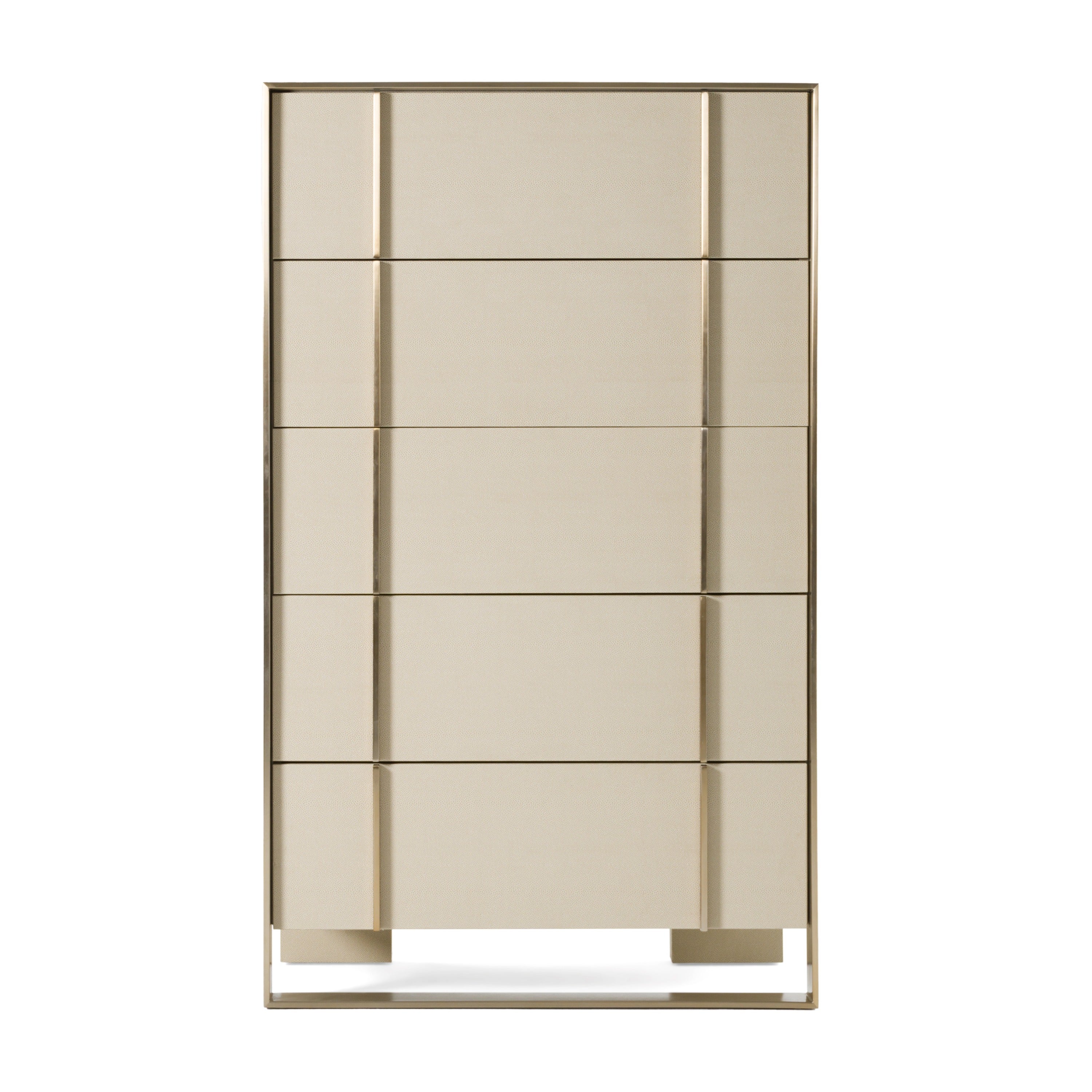 Nova Domus Cartier - Modern Beige Shagreen and Brushed Brass Chest