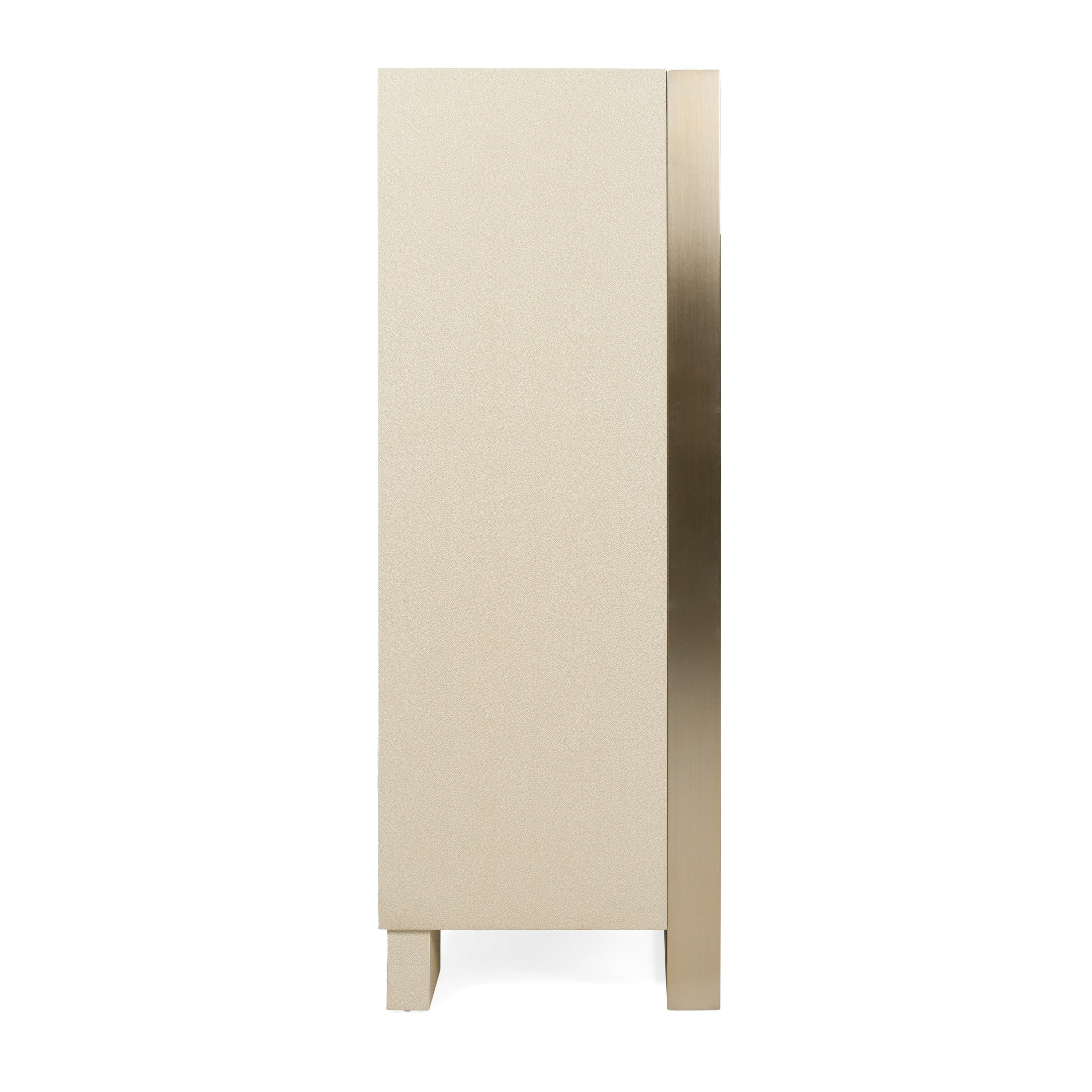 Nova Domus Cartier - Modern Beige Shagreen and Brushed Brass Chest