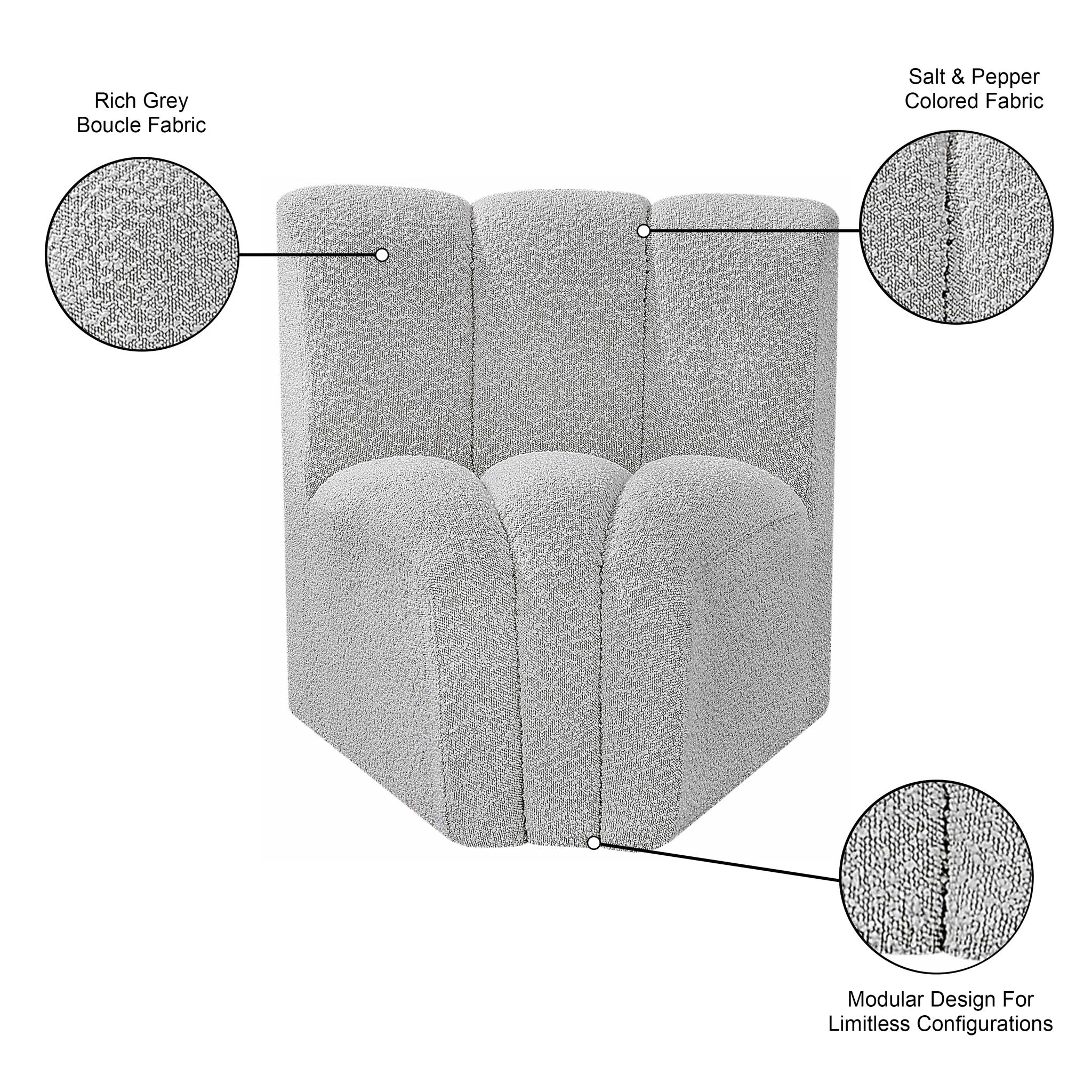 Arc - Boucle Fabric Curved Corner Chair
