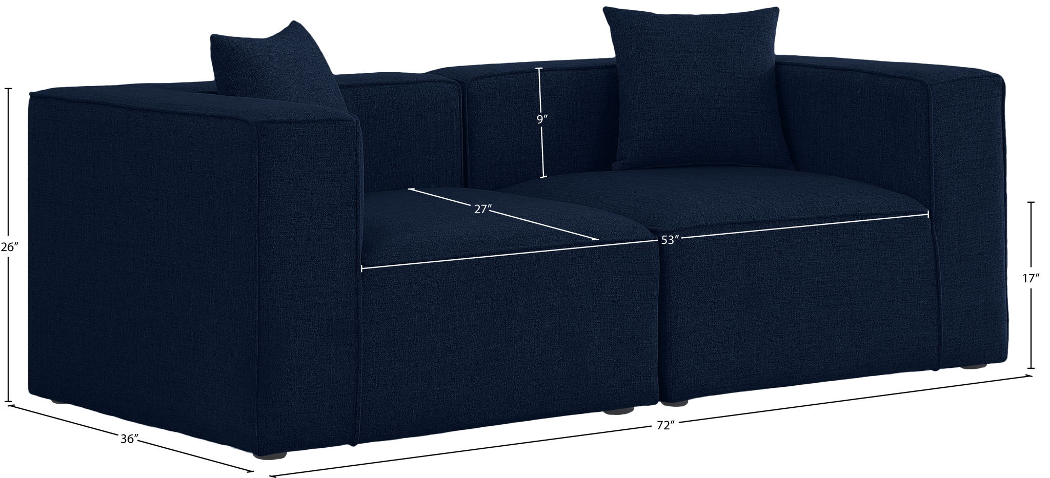 Cube - Linen Modular 2 Seat Sofa