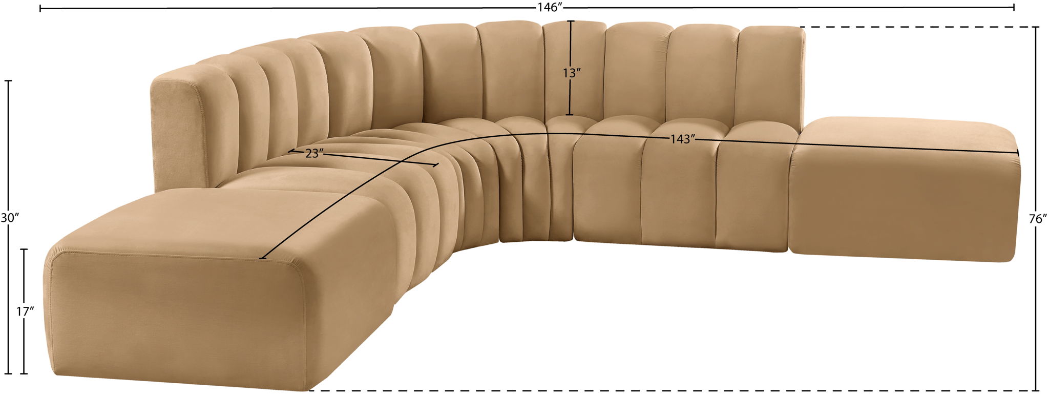 Arc - Velvet 6 Piece Corner Modular Sofa