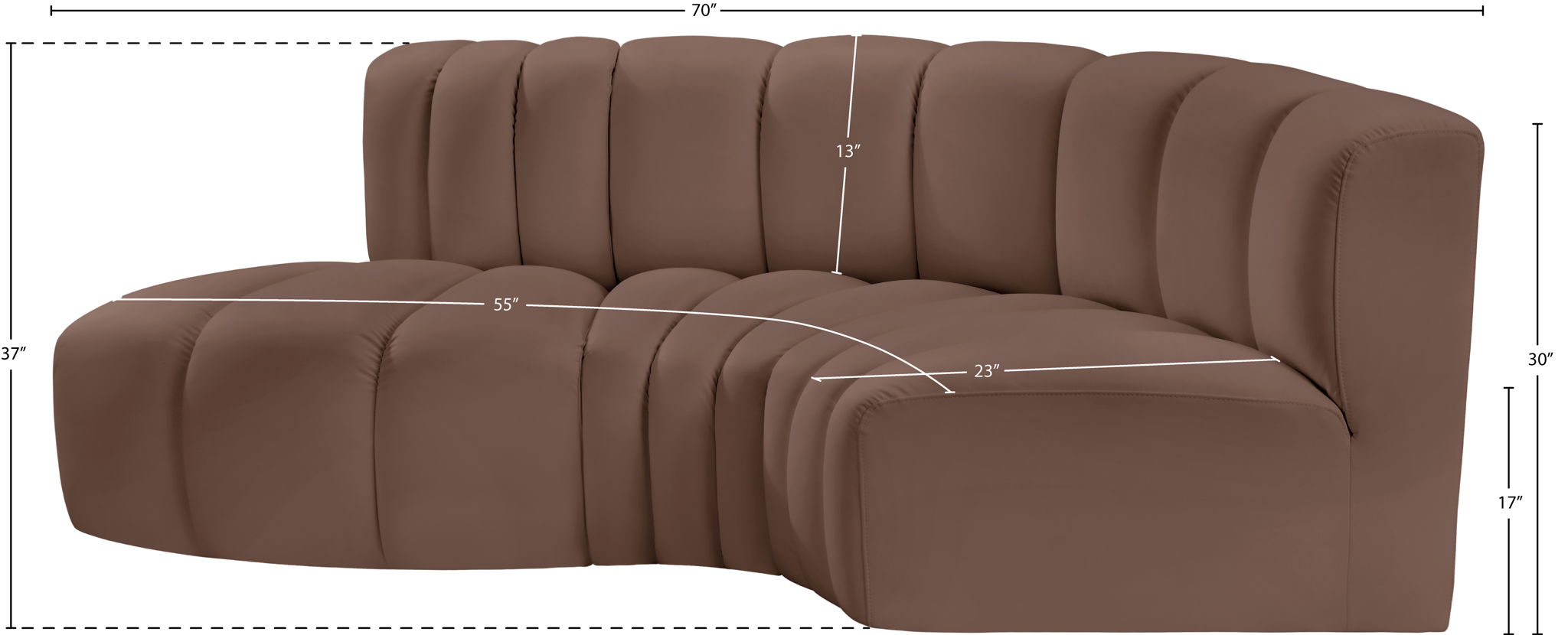 Arc - Faux Leather 3 Piece Modular L-Shaped Sofa