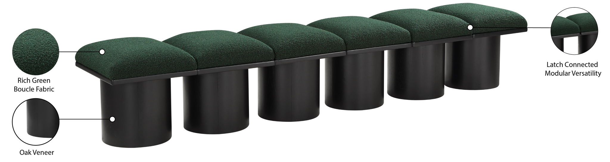Pavilion - 6 Piece Modular Bench With Black Base