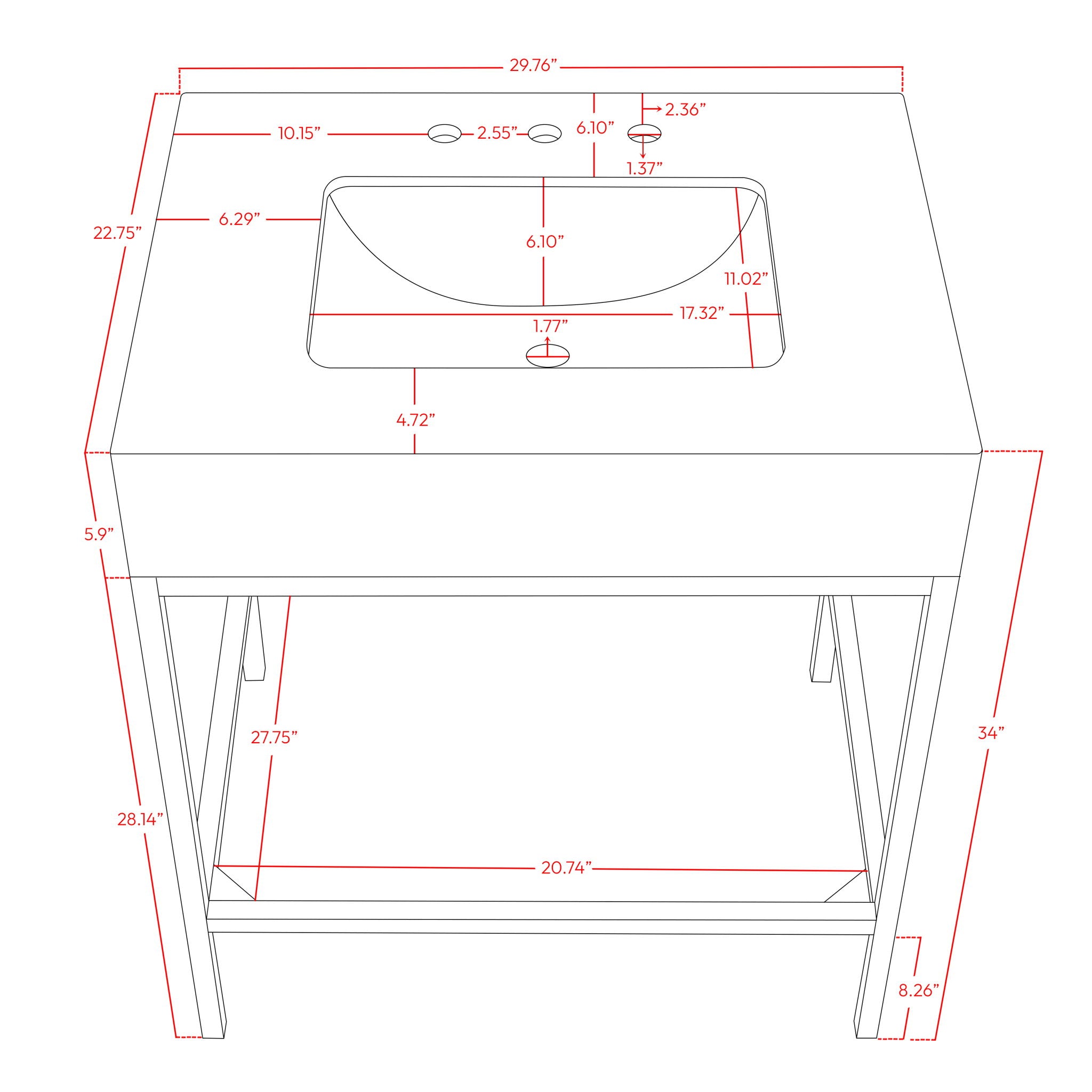 Marmo - Engineered Marble Bathroom Vanity With Black Base
