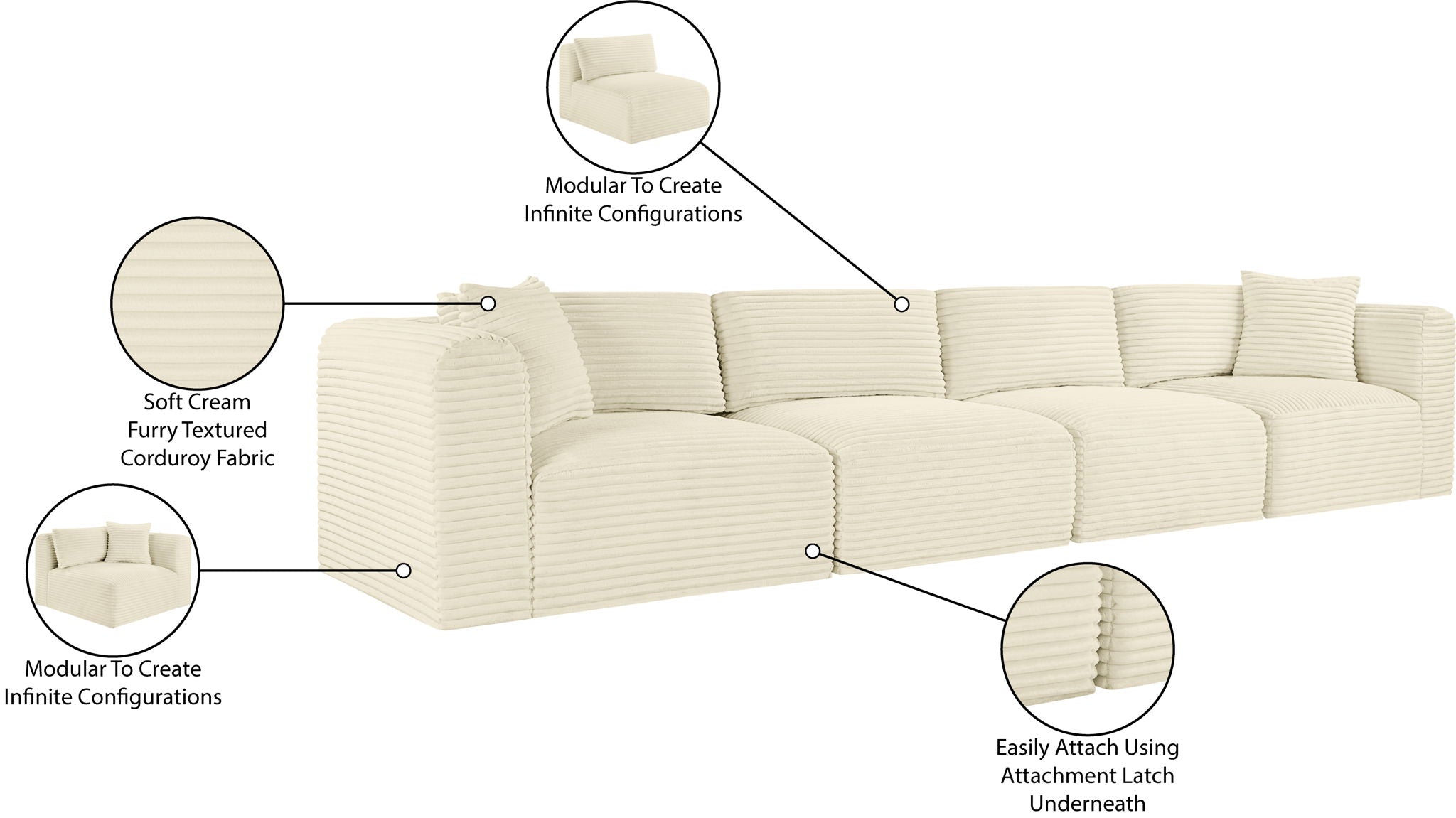 Shaggy - 4 Seat Modular Sofa