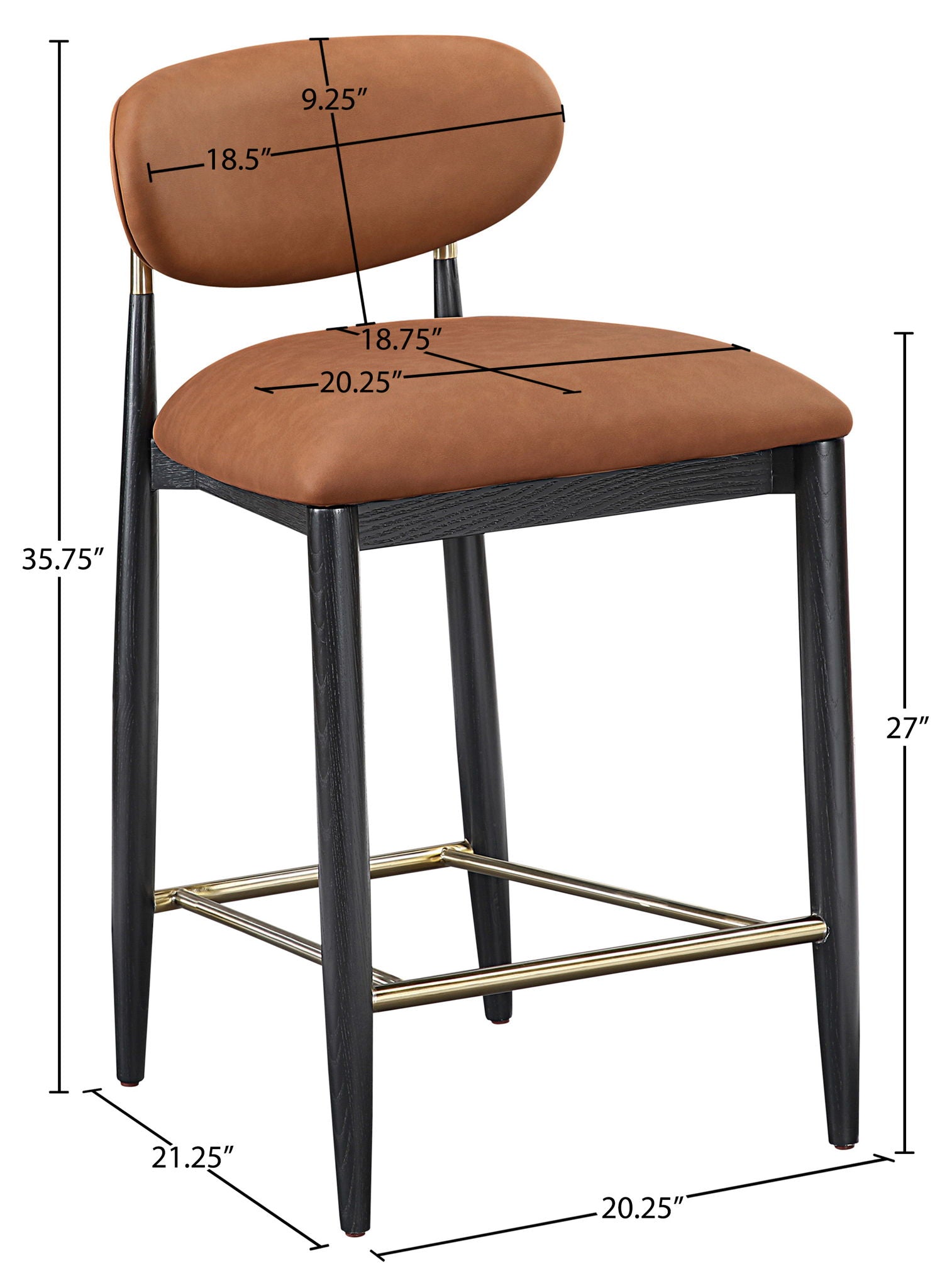 Riccio - Stool - Black And Gold Frame