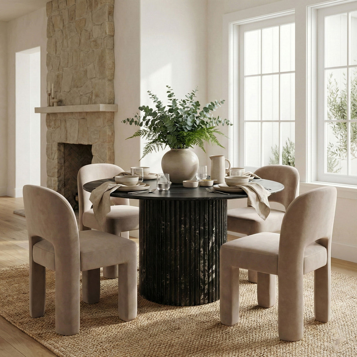 Celine - Velvet Performance Fabric Upholstered Dining Chair (Set of 2) - Taupe
