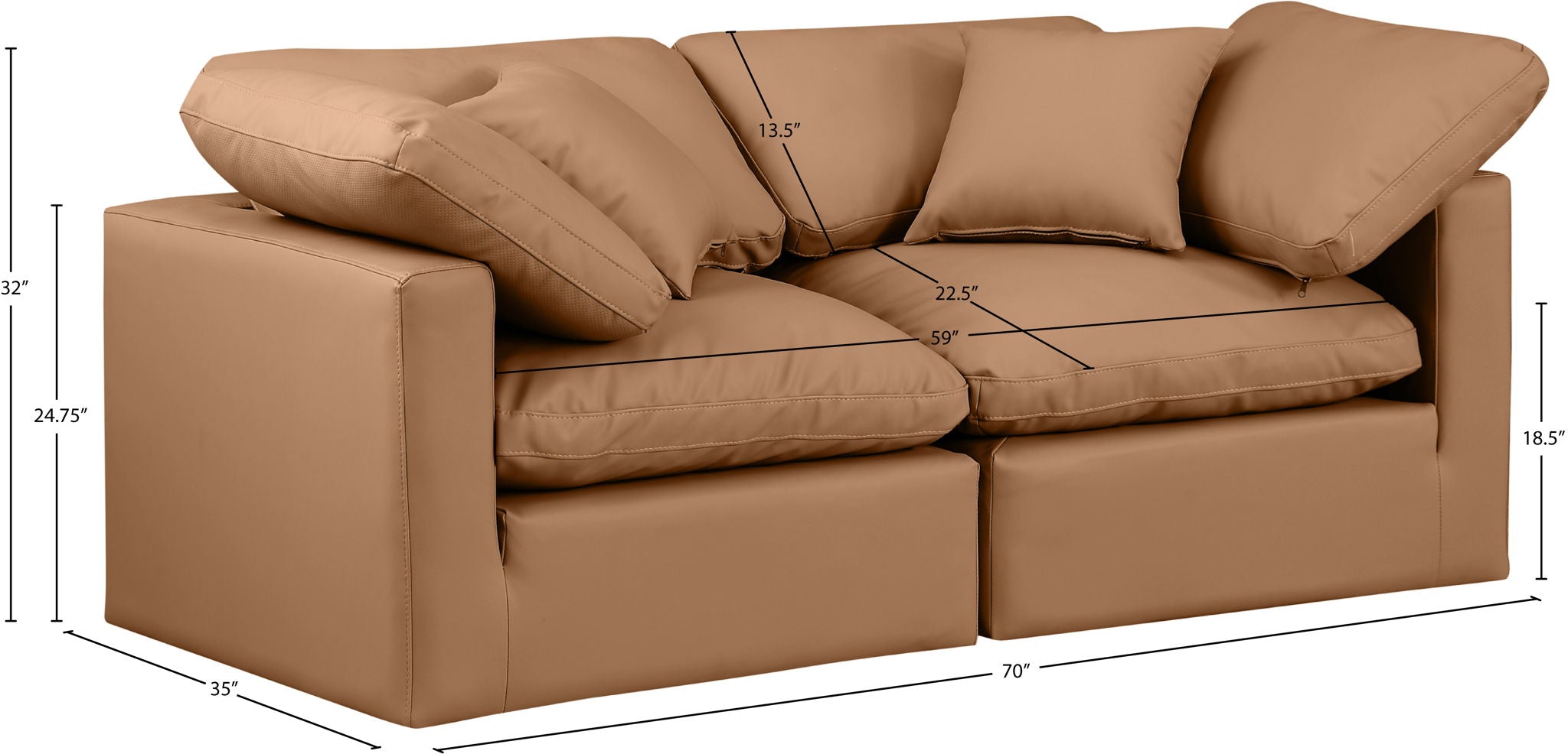 Indulge - Faux Leather 2 Seat Modular Sofa