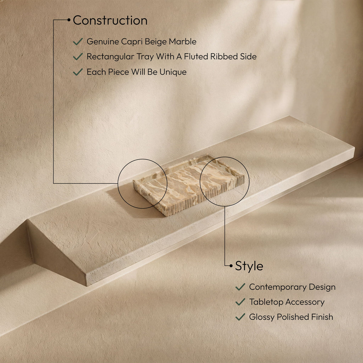 Hannah - Genuine Marble Tray