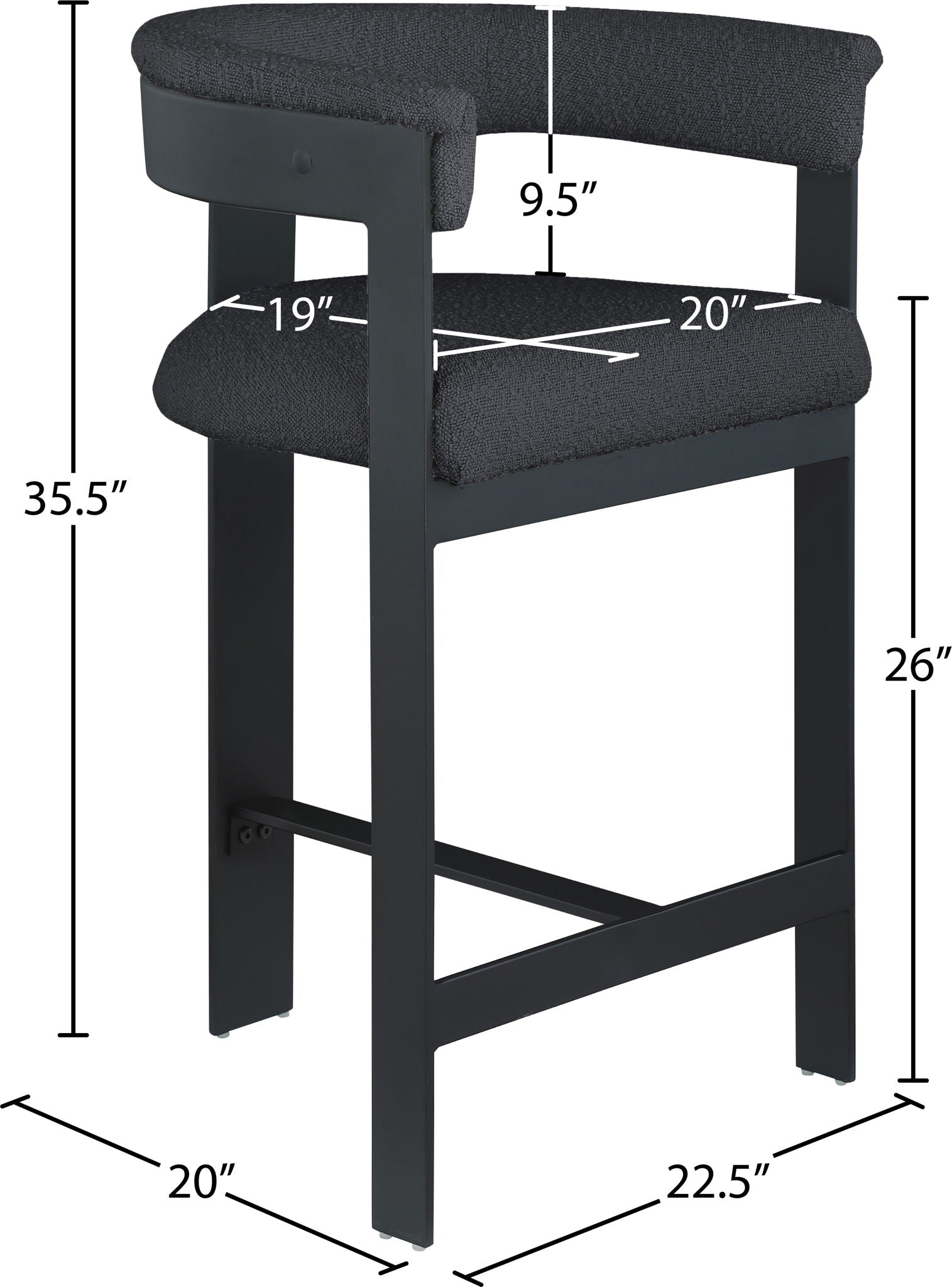 Romeo - Boucle Counter Stool With Black Base (Set of 2)