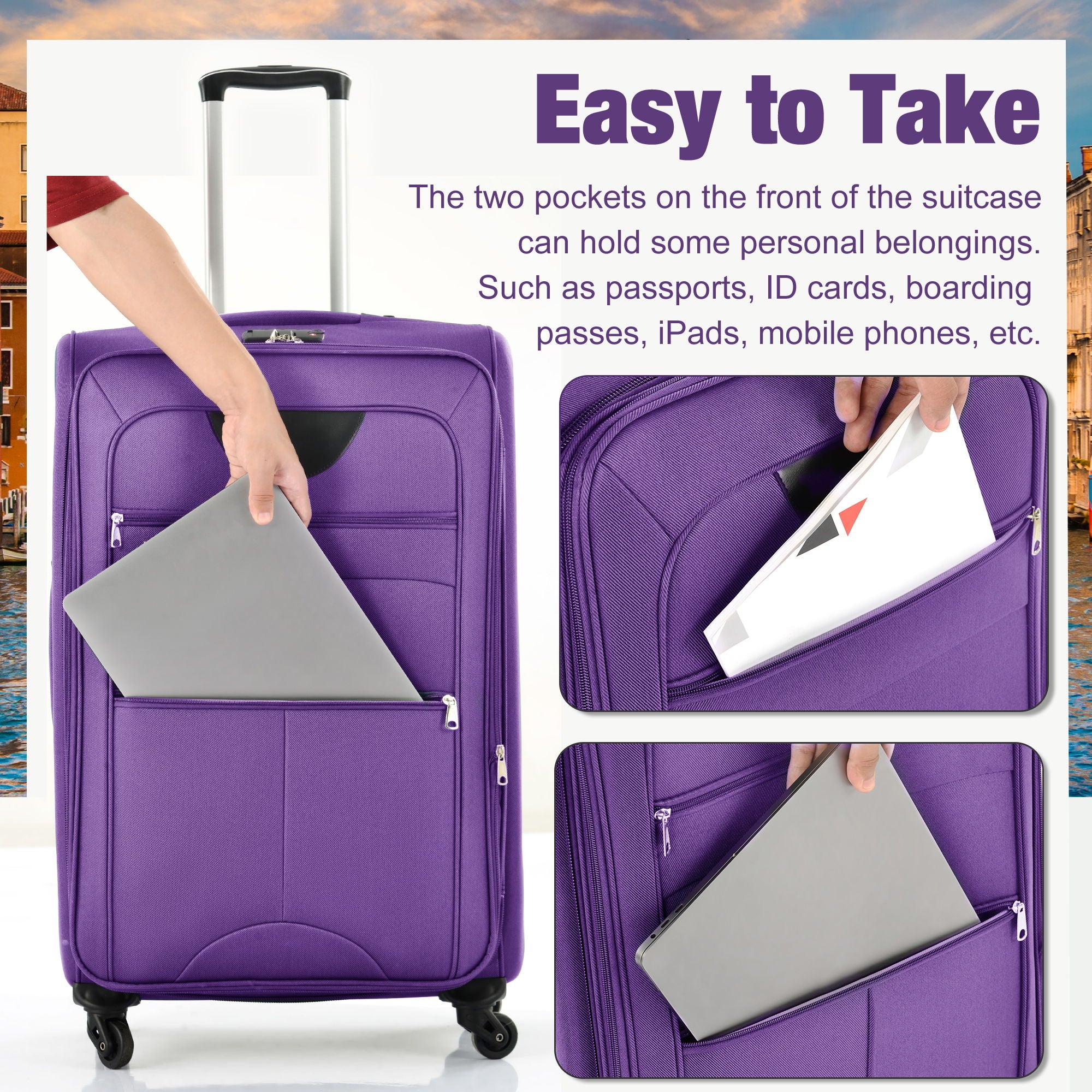 Softside Luggage Expandable Set With Duffel Bag Upright Spinner