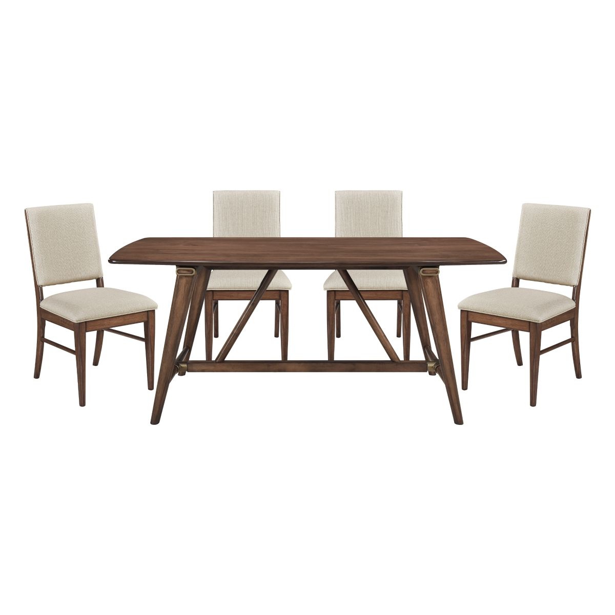 Monroe - 5 Piece Dining Room Set (Table & 4 Side Chairs) - Walnut / Beige
