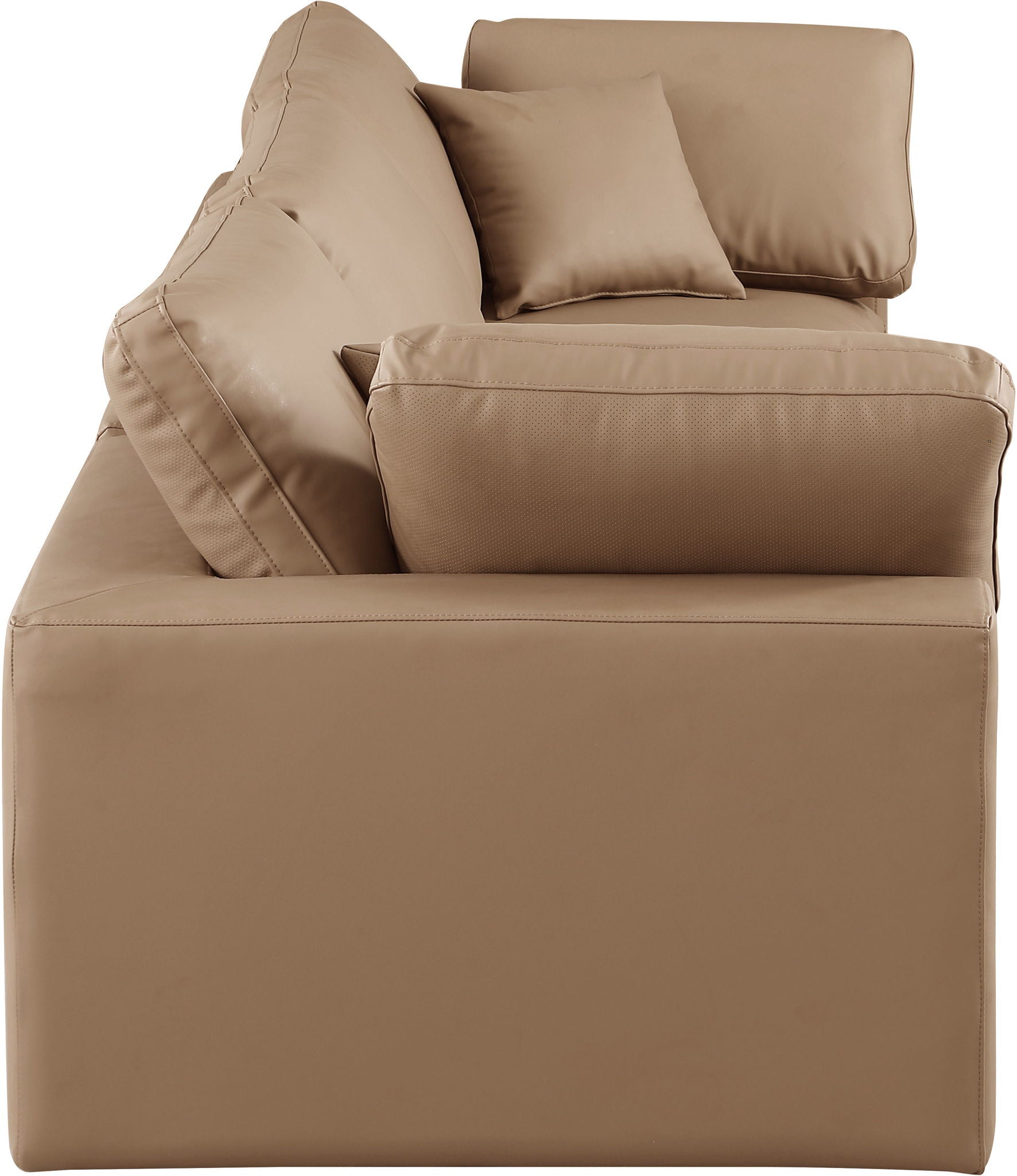 Comfy - Faux Leather Modular Sofa 3 Pieces - Tan