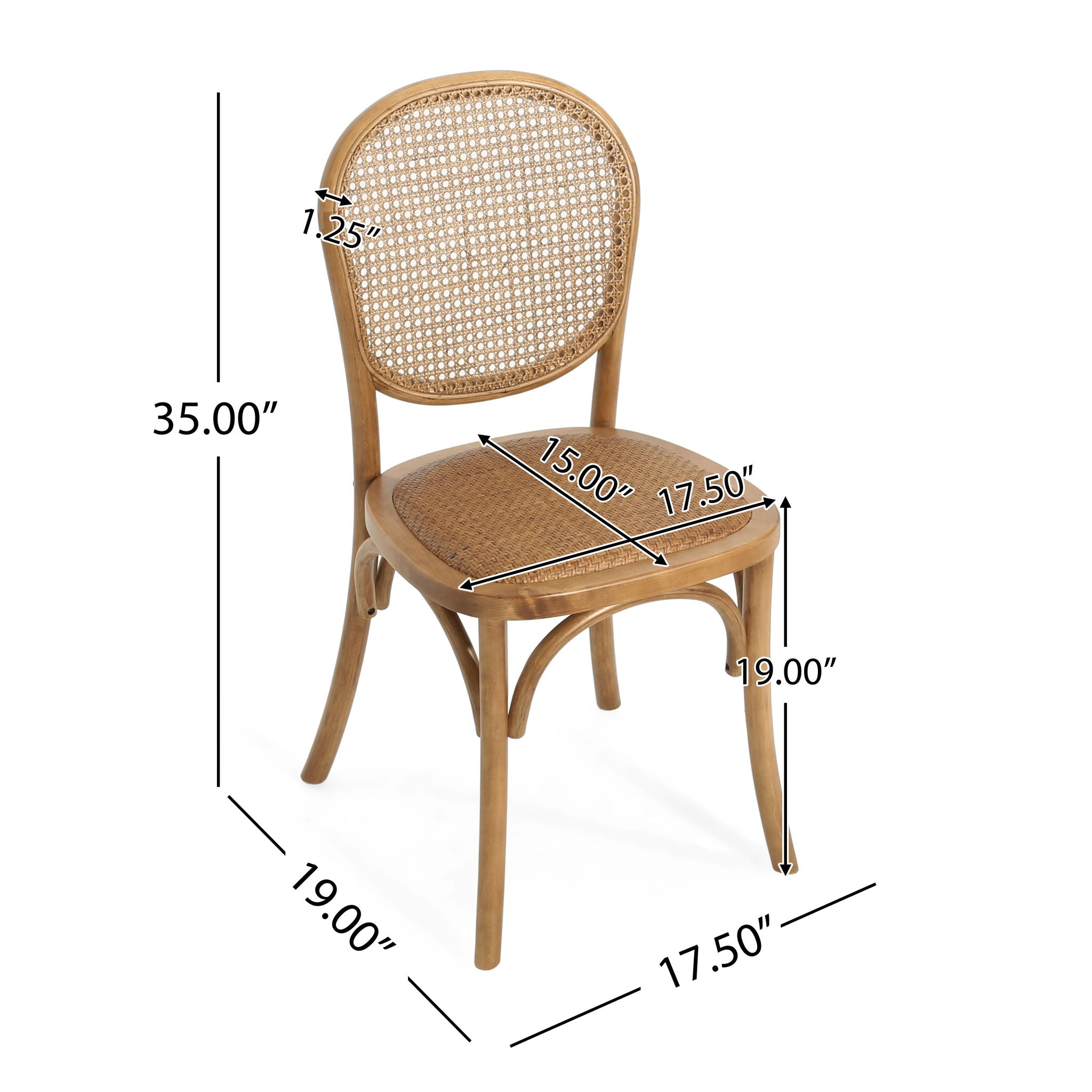 Oval Dining Table Set With 4 Birch Rattan Chairs - Brown / Light Brown