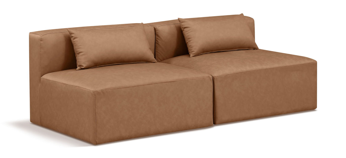 Cube - Modular 2 Piece Armless Sofa - Light Brown