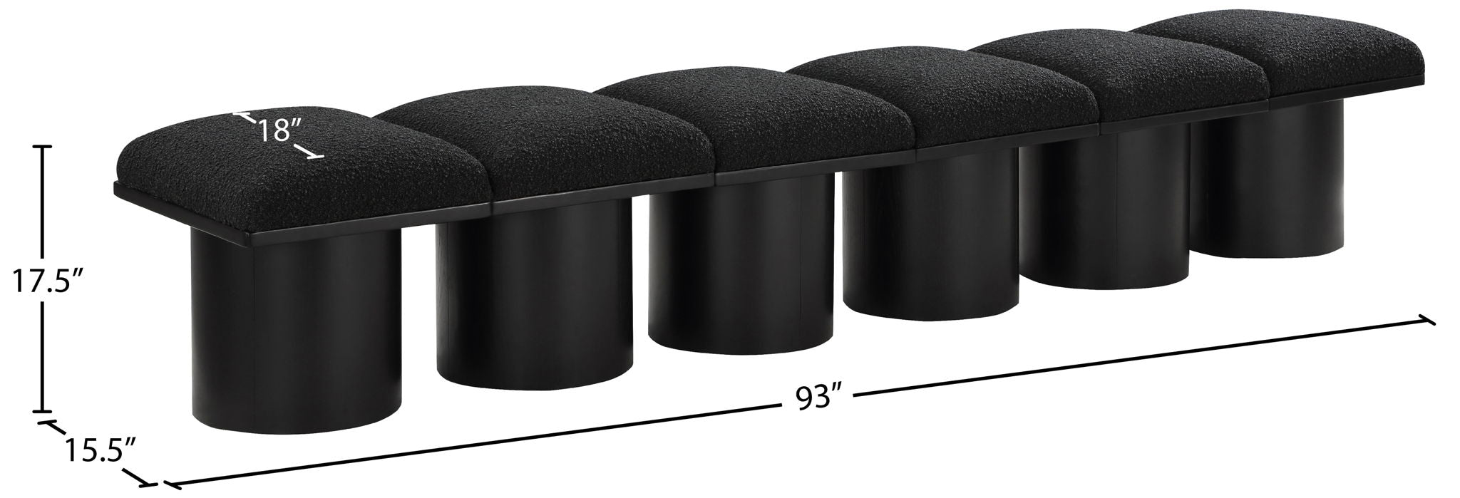 Pavilion - 6 Piece Modular Bench With Black Base