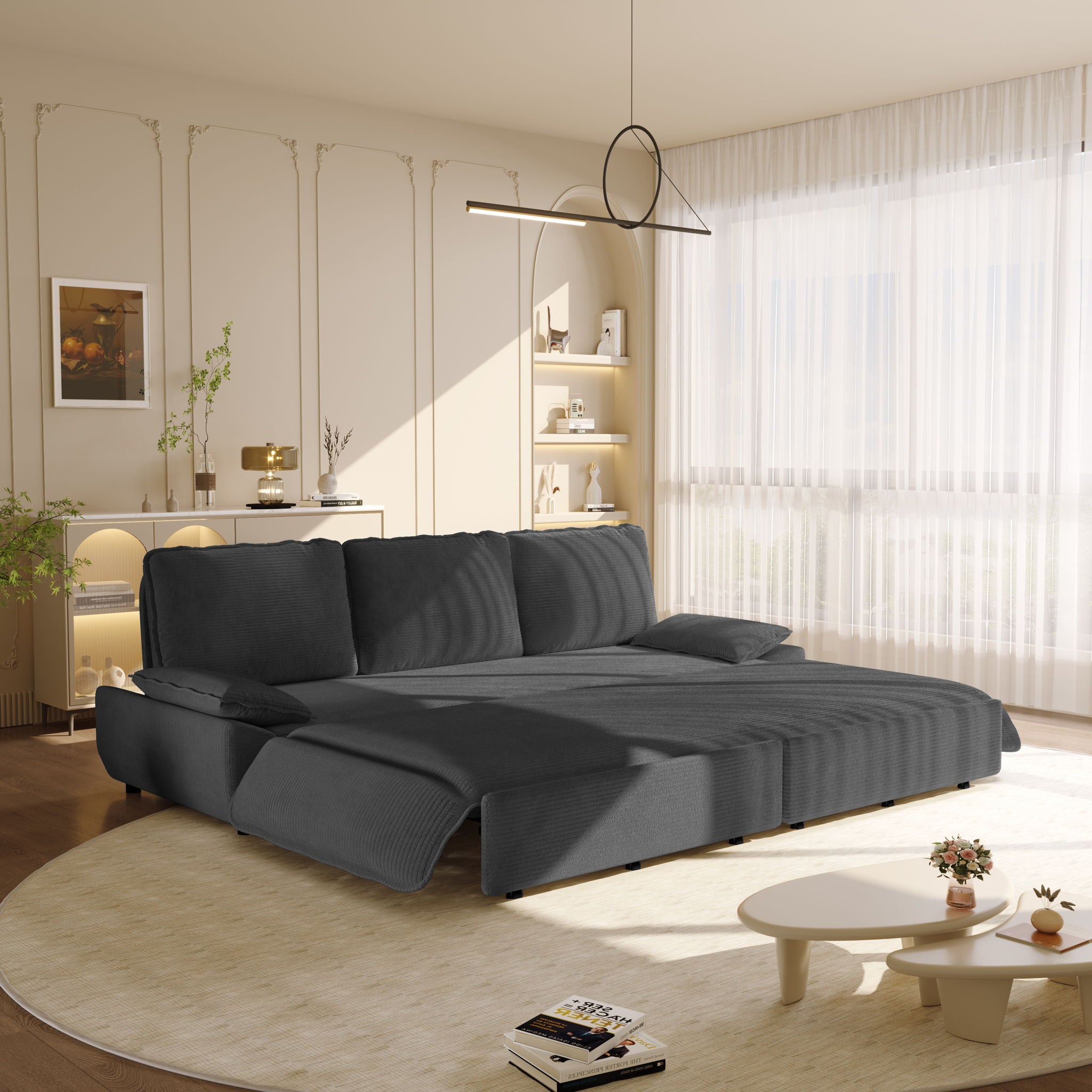 King Size Pull Out Sofa Bed, 3 In 1 Convertible Multifunctional