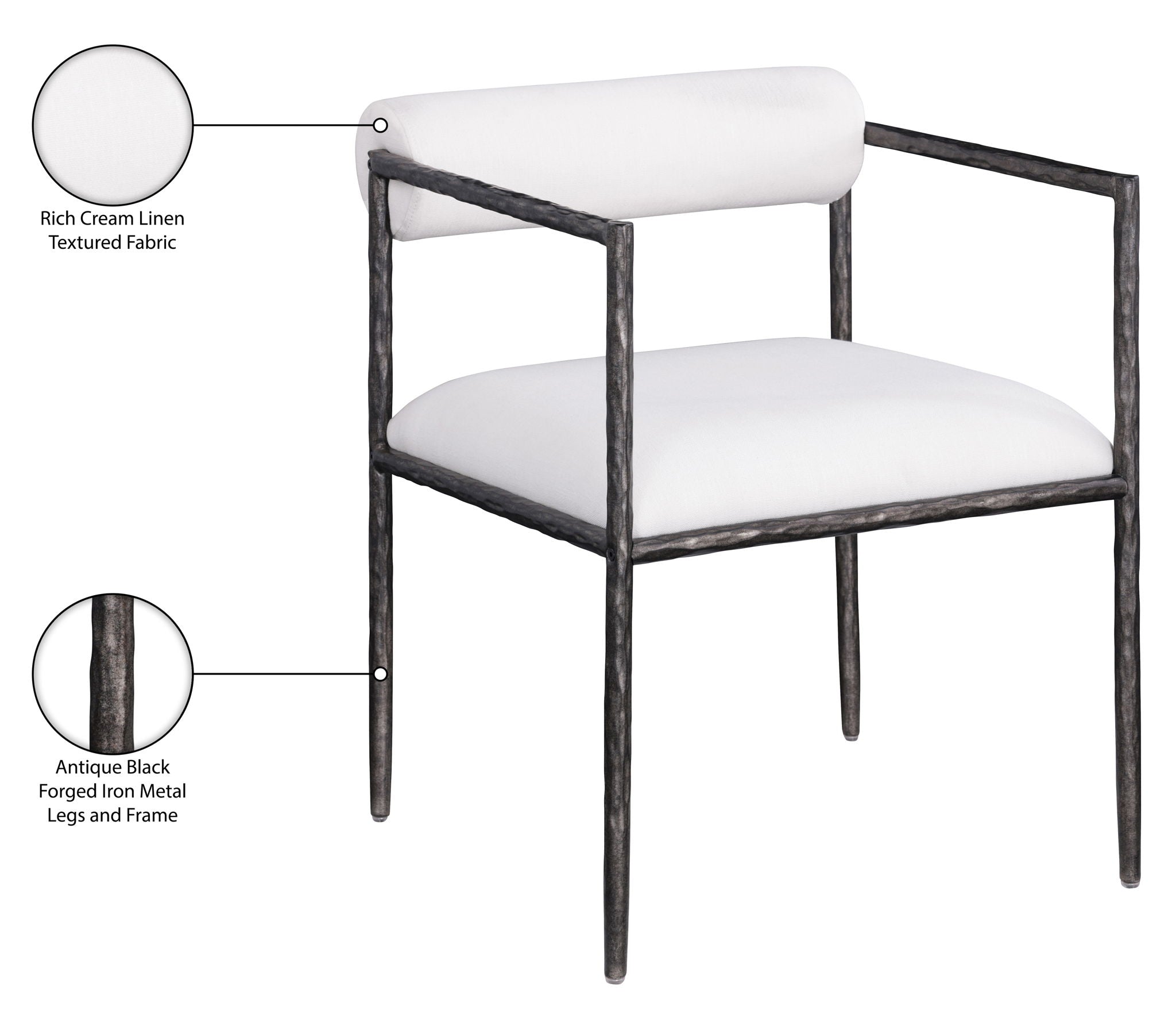 Axis - Linen Textured Cream Fabric Upholstered Dining Chair (Set of 2)