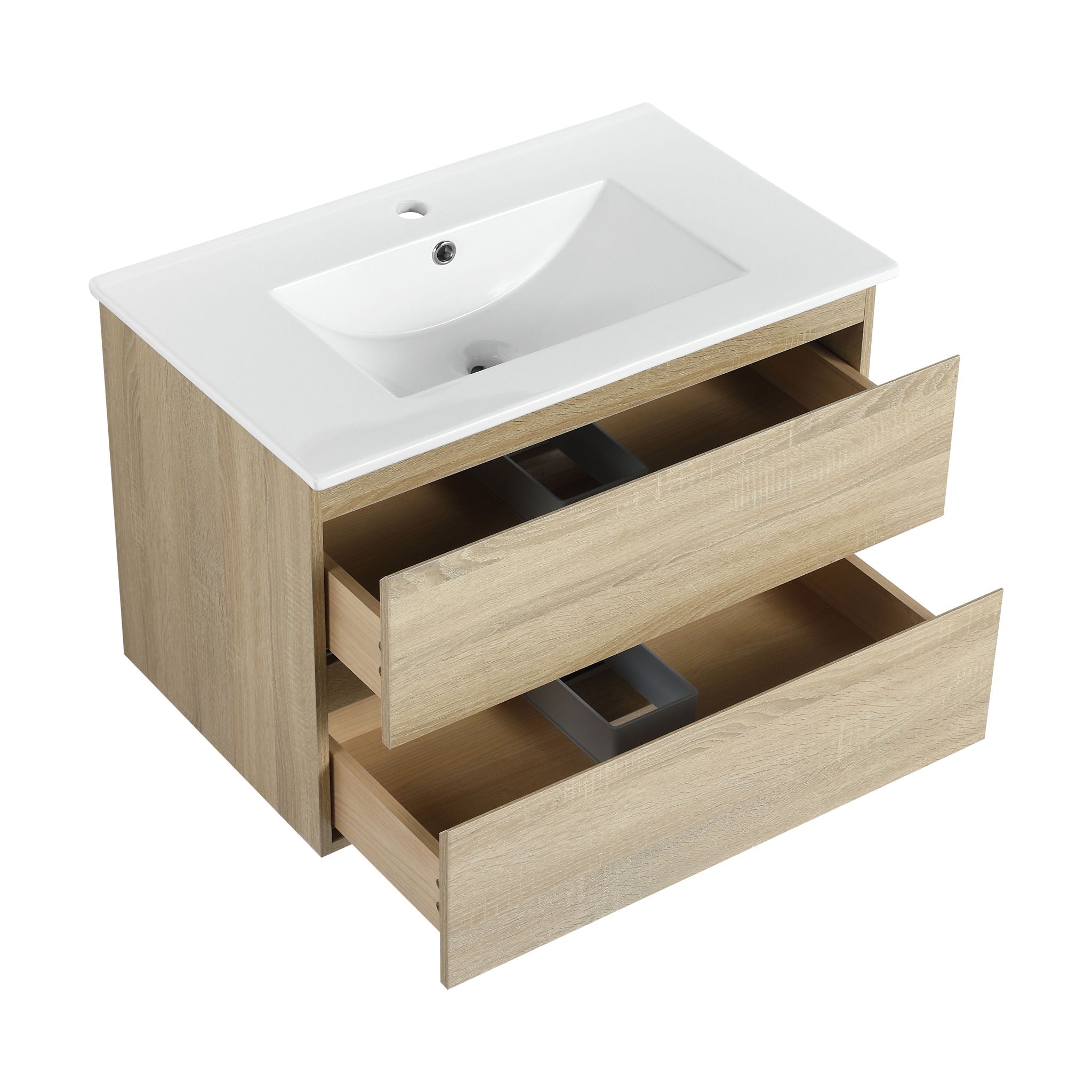 Wall Mounted Bathroom Vanity & Sink, 2 Soft Close Drawers