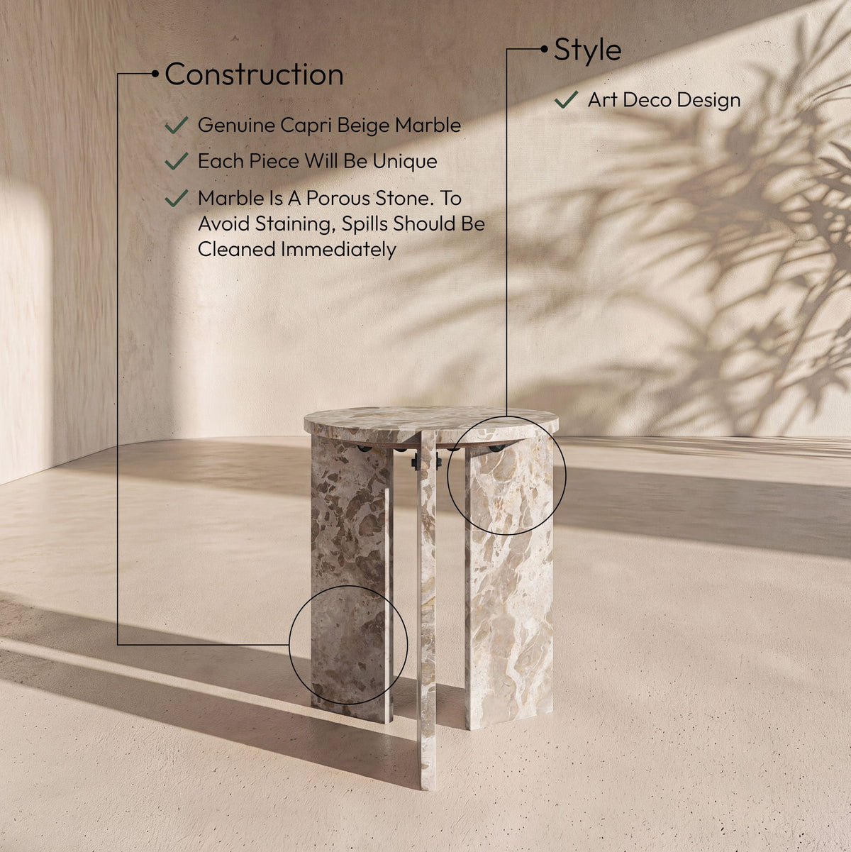 Vernazza - Genuine Marble Table