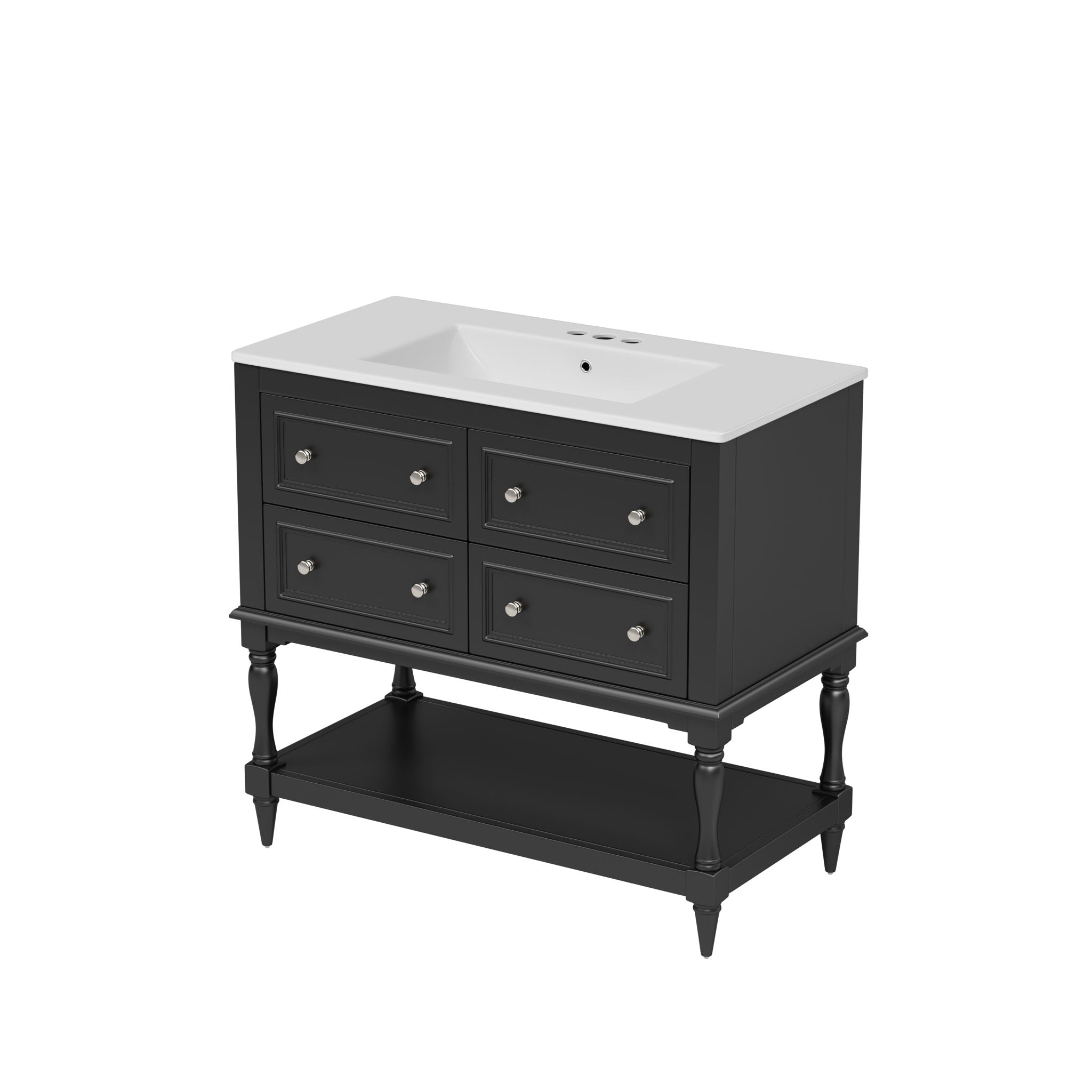 Bathroom Vanity Cabinet With Undermount Sink, 4 Drawer Set