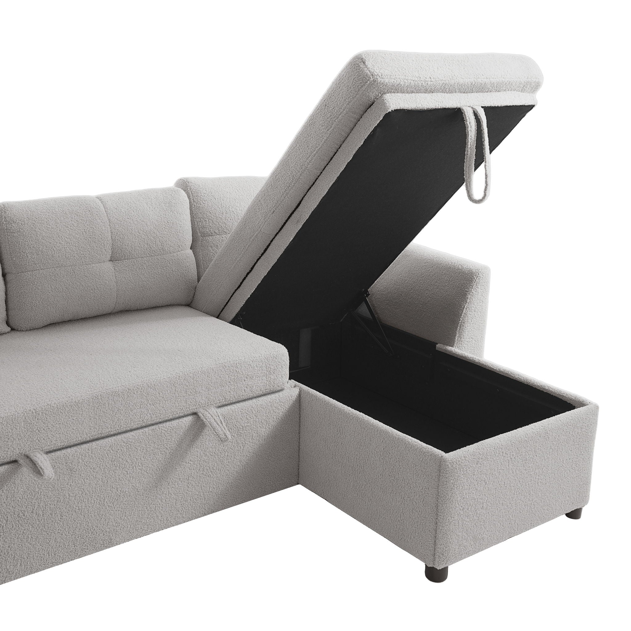 U-Shaped Sectional Sofa Bed With Storage And USB Ports