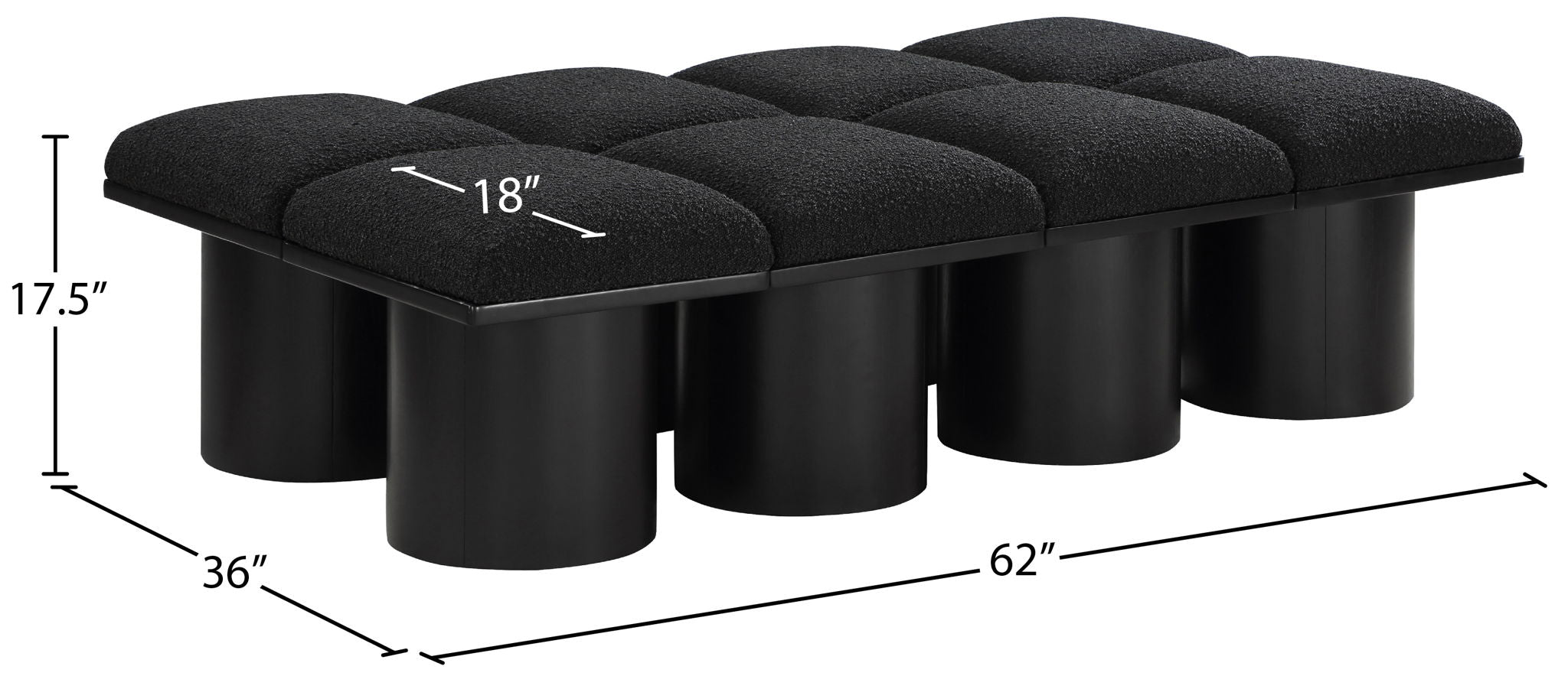 Pavilion - 8 Piece Modular Bench With Black Base