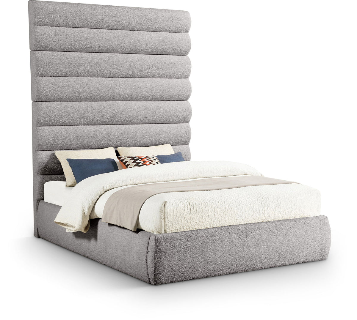 Adam - Boucle Fabric Bed With 89" Headboard