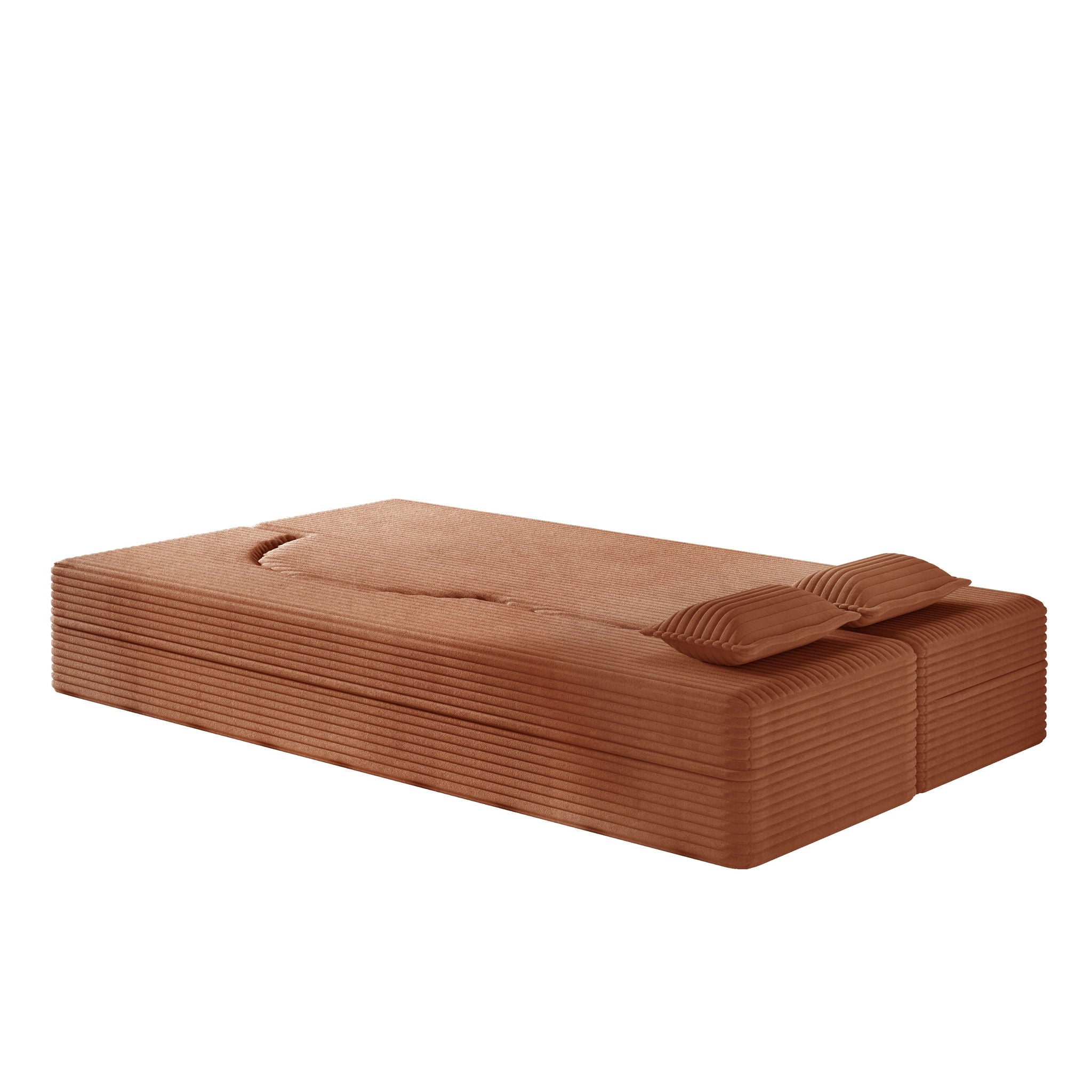 Modern Floor Sofa With 2 Pillows, Convertible Twin Size Folding Mattress For Living Room