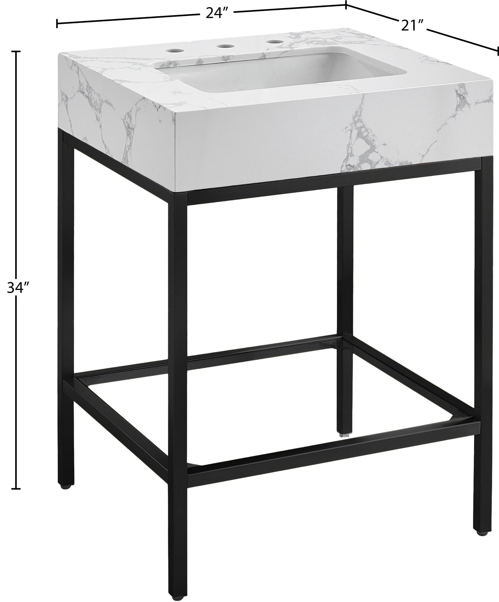 Marmo - Engineered Marble Bathroom Vanity With Black Base