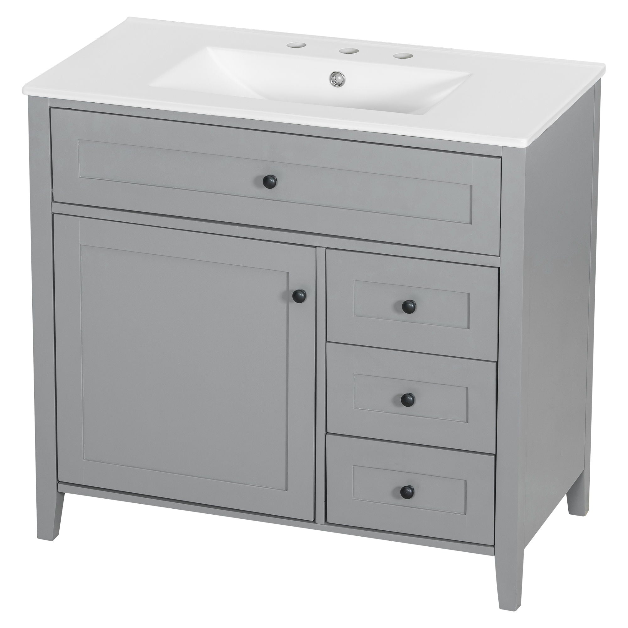 Bathroom Vanity With Sink, Cabinet With 3 Drawers And Adjustable Shelf