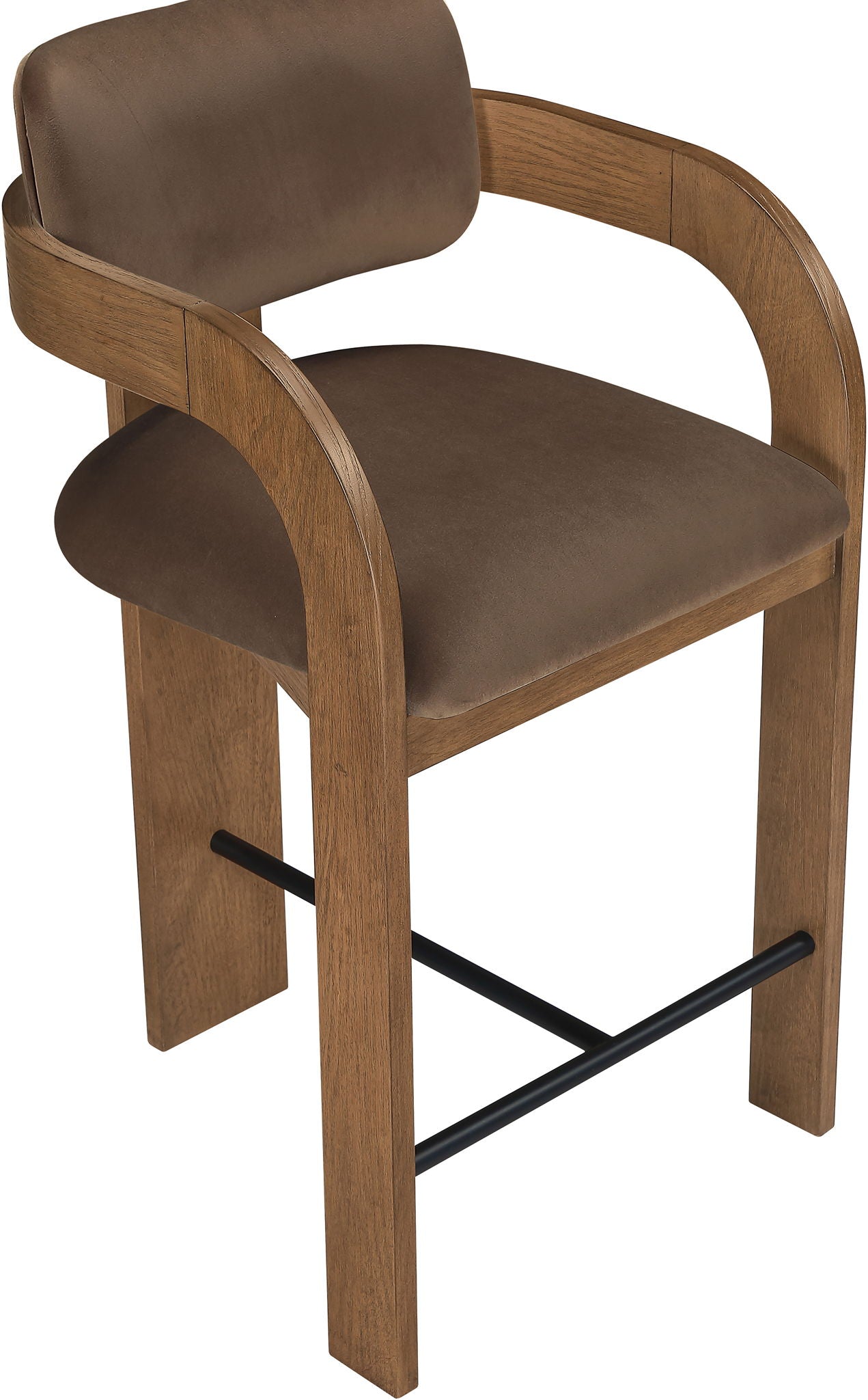 Cedra - Velvet Performance Fabric Upholstered Counter Stool - Brown Frame
