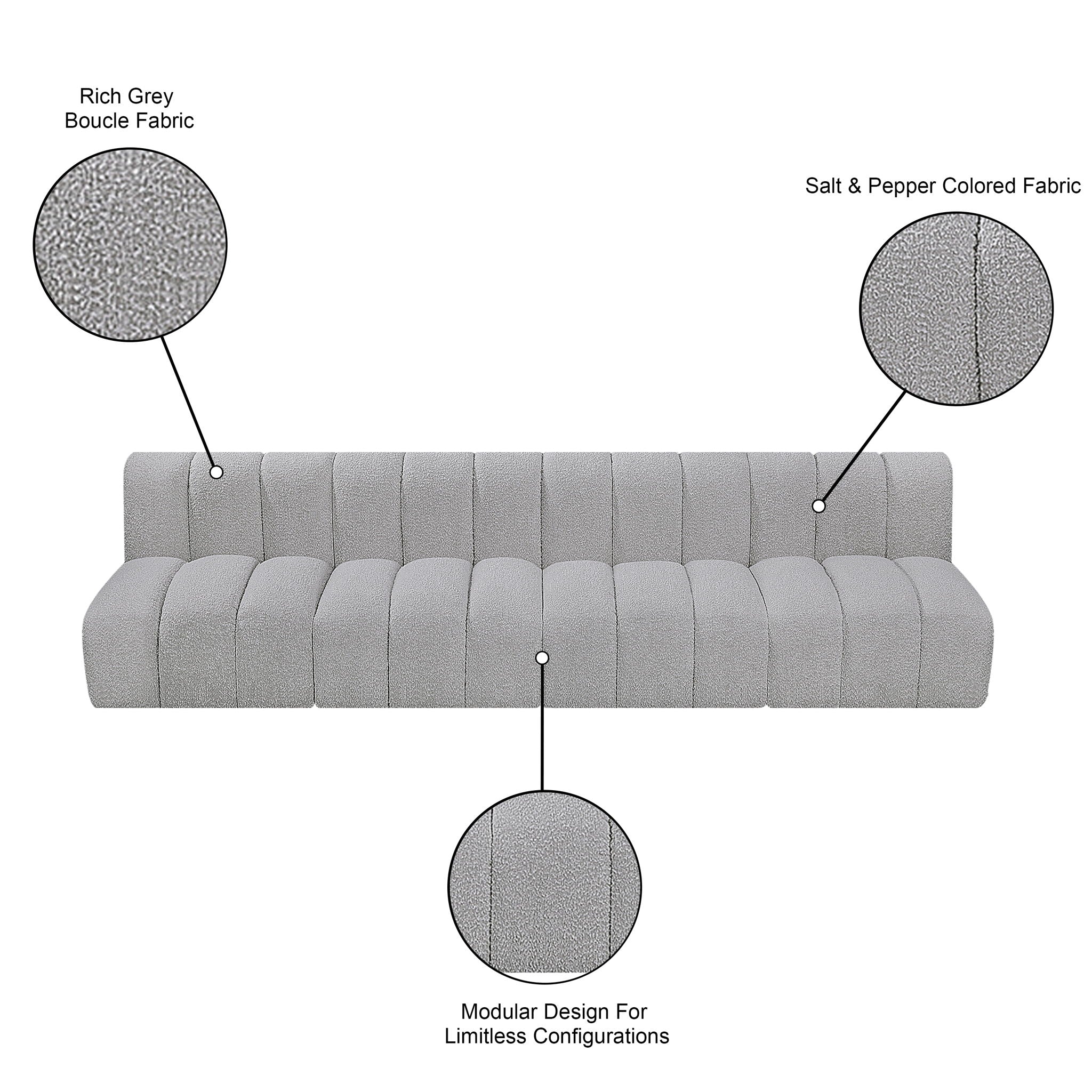 Arc - Boucle Fabric 4 Seats Modular Sofa