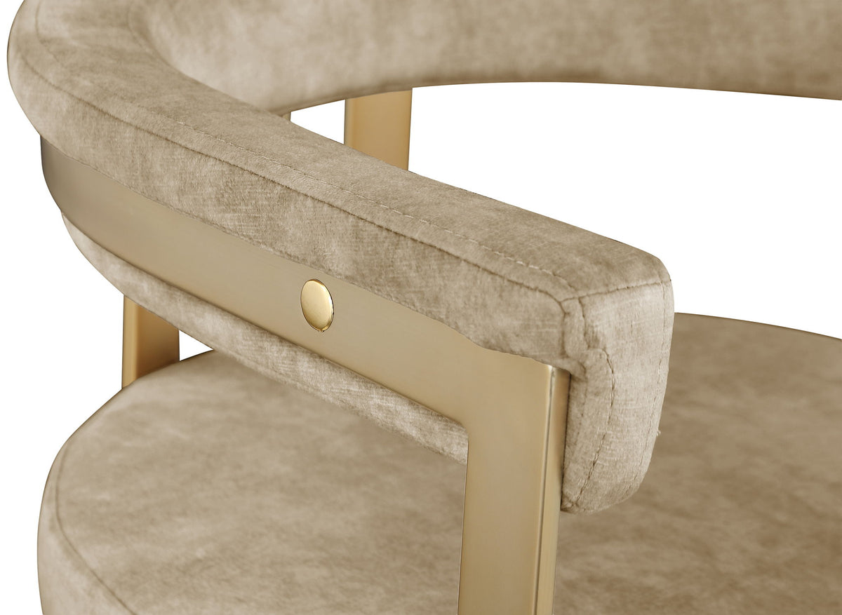 Marcello - Dining Chair With Brushed Gold Iron Frame (Set of 2) - Beige