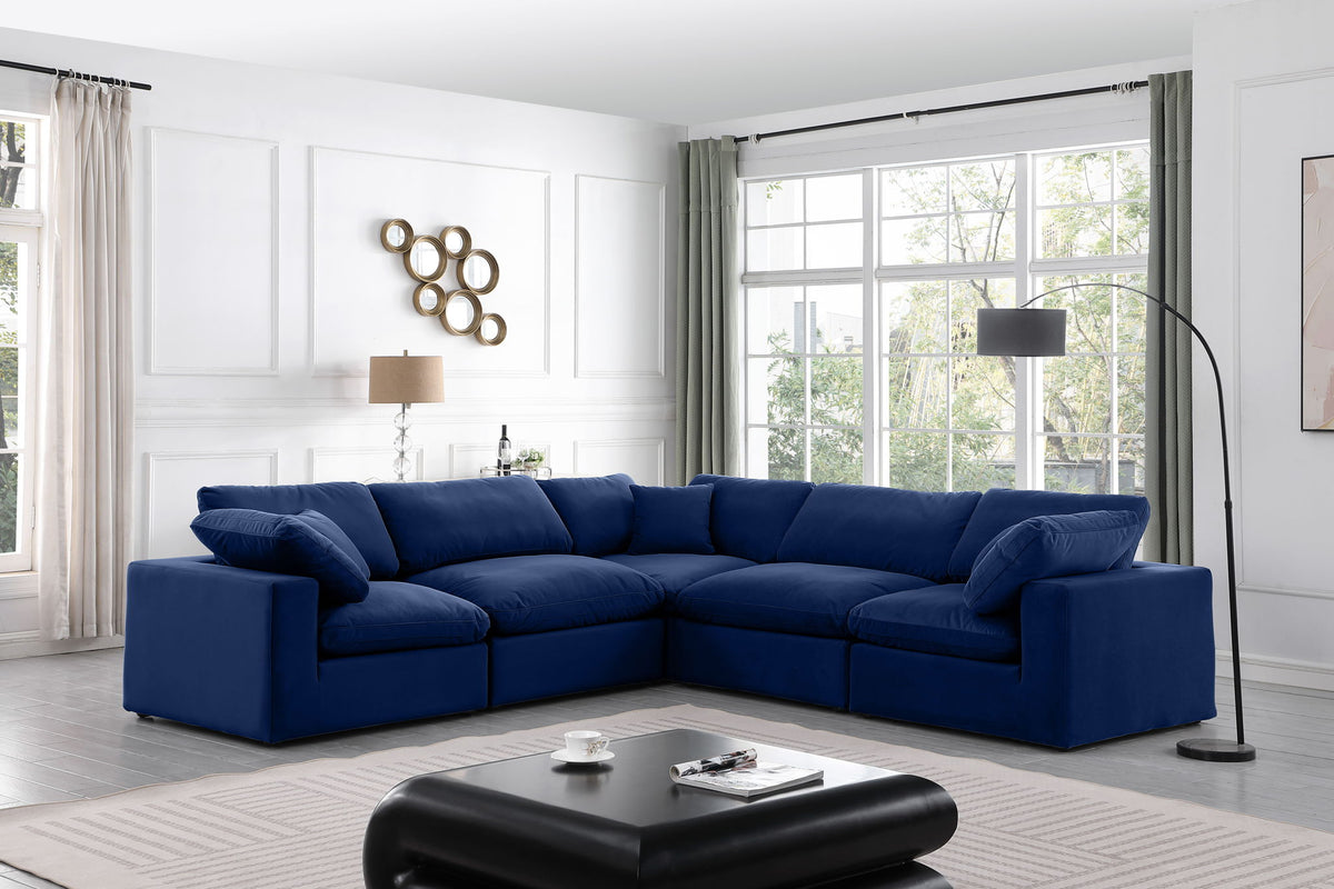 Comfy - 5 Piece Velvet Modular Corner Sectional